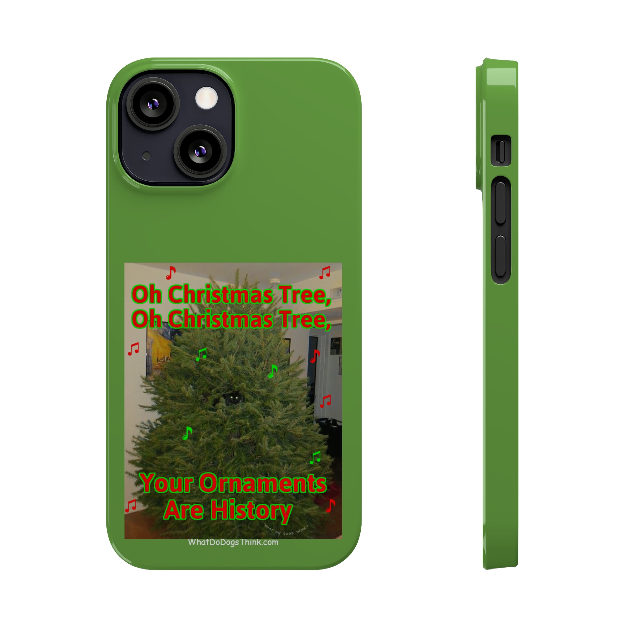 Christmas Tree Cat Green Slim Phone Case