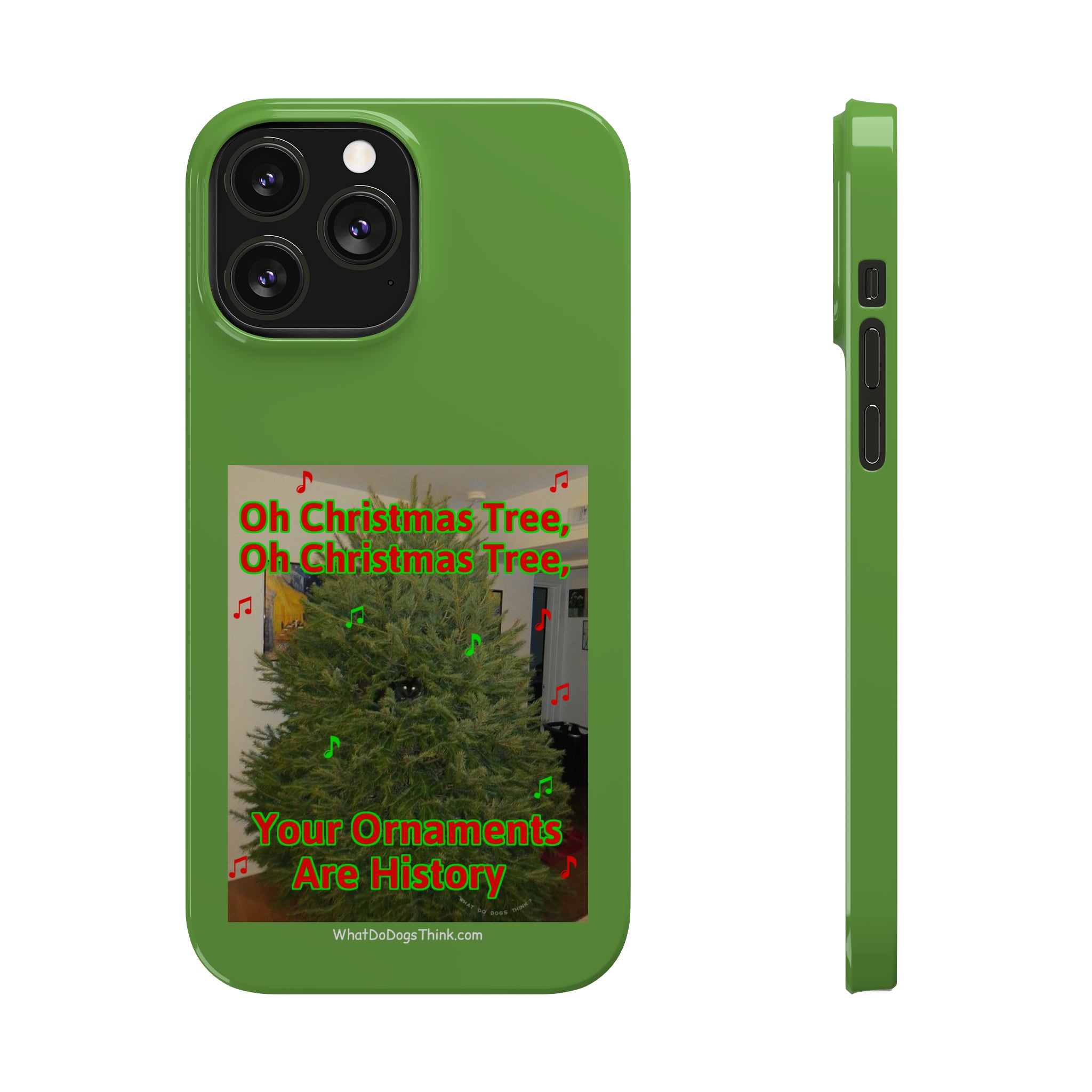 Christmas Tree Cat Green Slim Phone Case