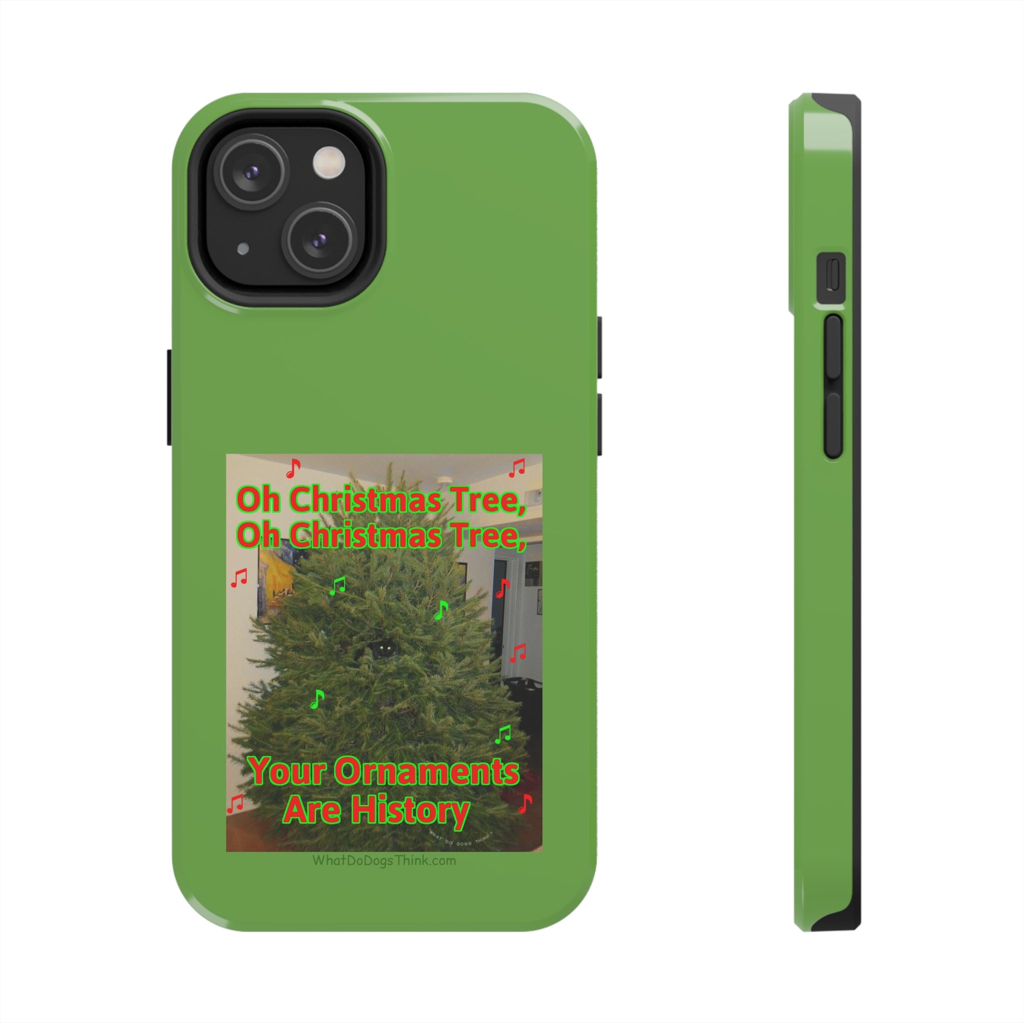 Christmas Tree Cat Green Tough Phone Cases