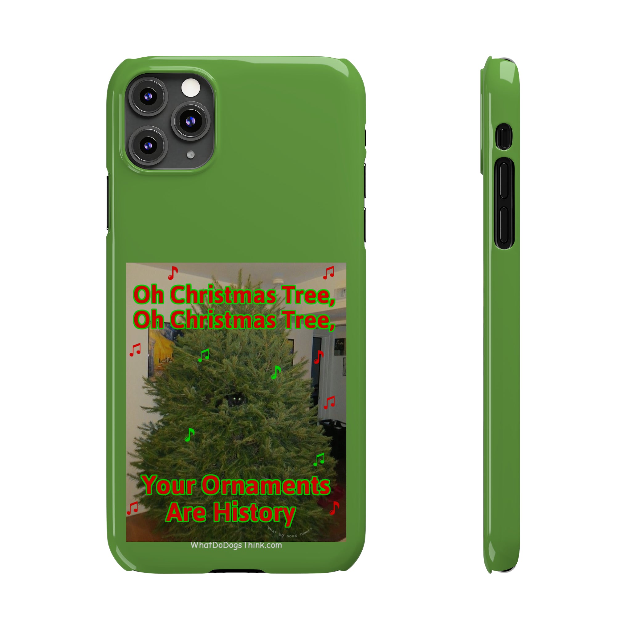 Christmas Tree Cat Green Slim Phone Case