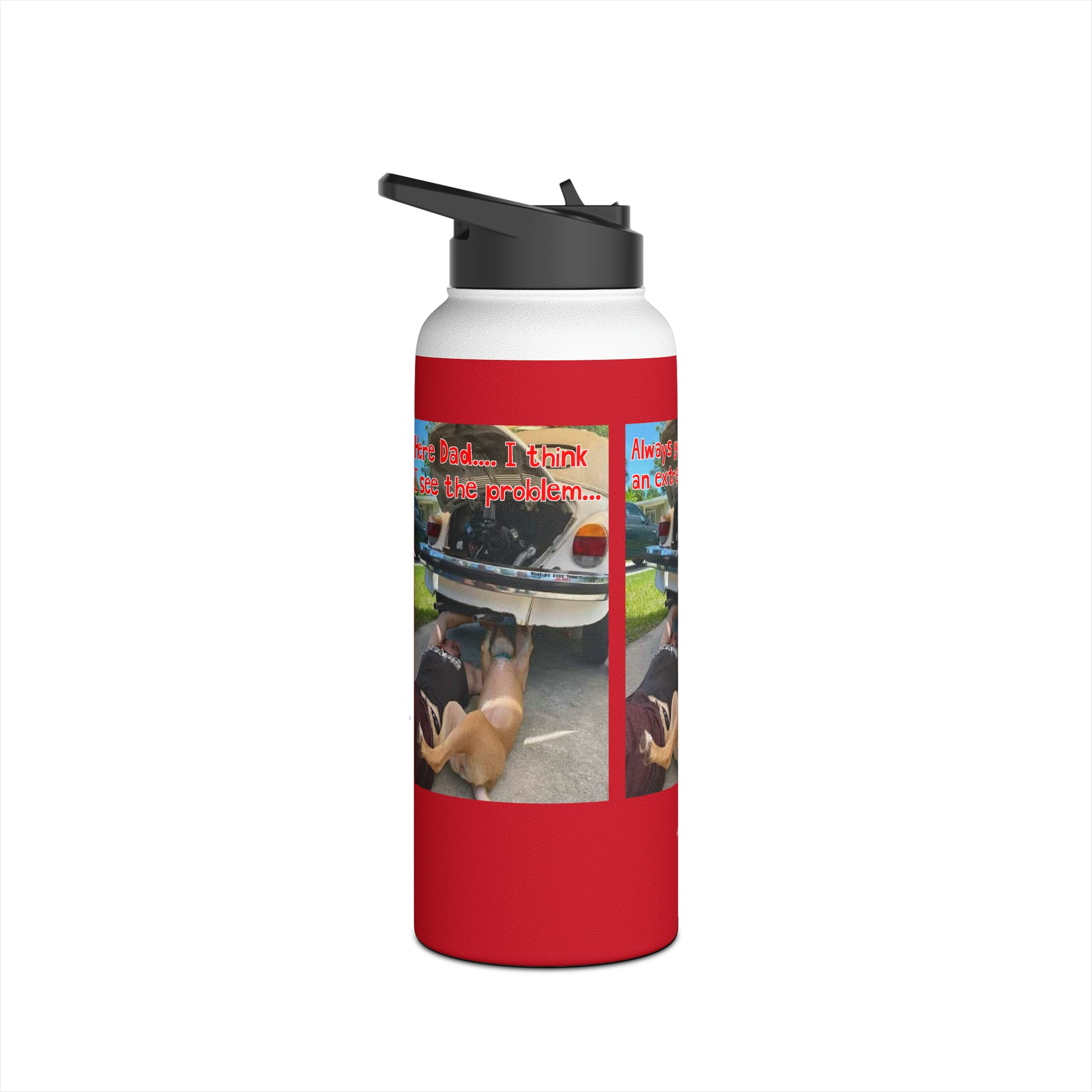 VW Helper Red Stainless Steel Water Bottle, Standard Lid