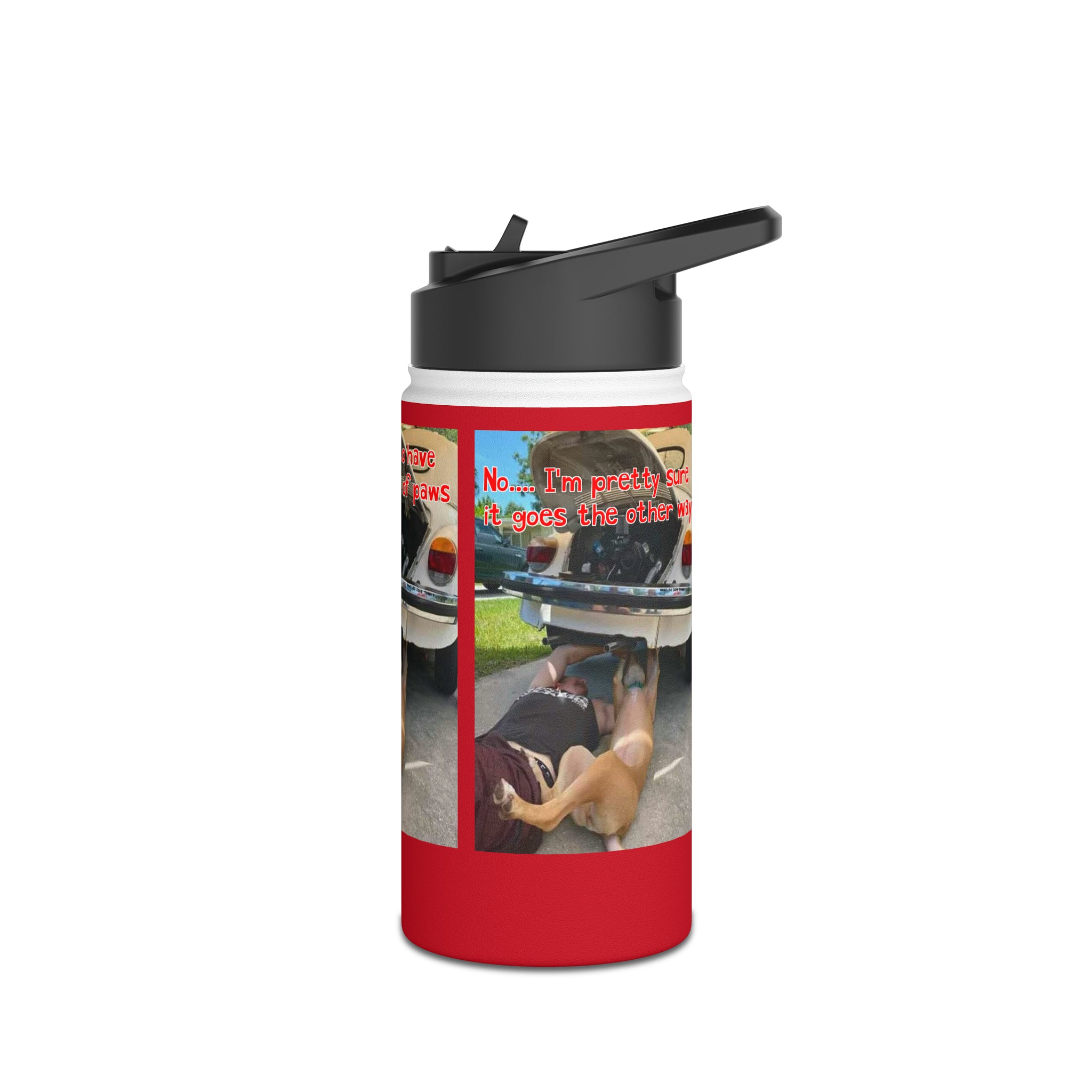 VW Helper Red Stainless Steel Water Bottle, Standard Lid