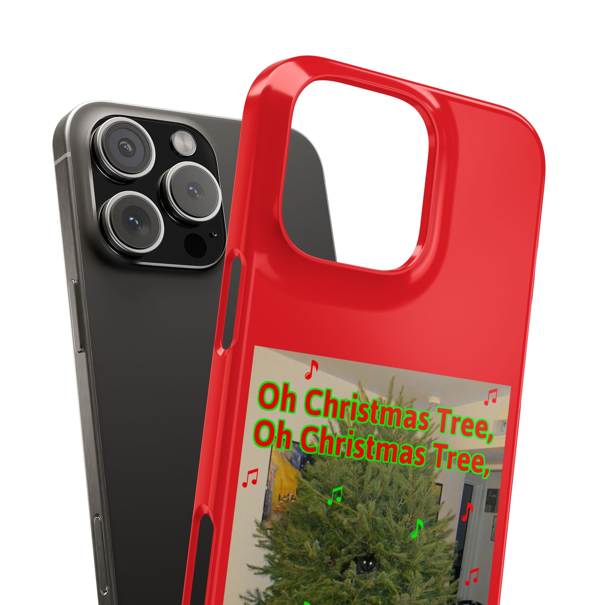 Christmas Tree Cat Red Slim Phone Case