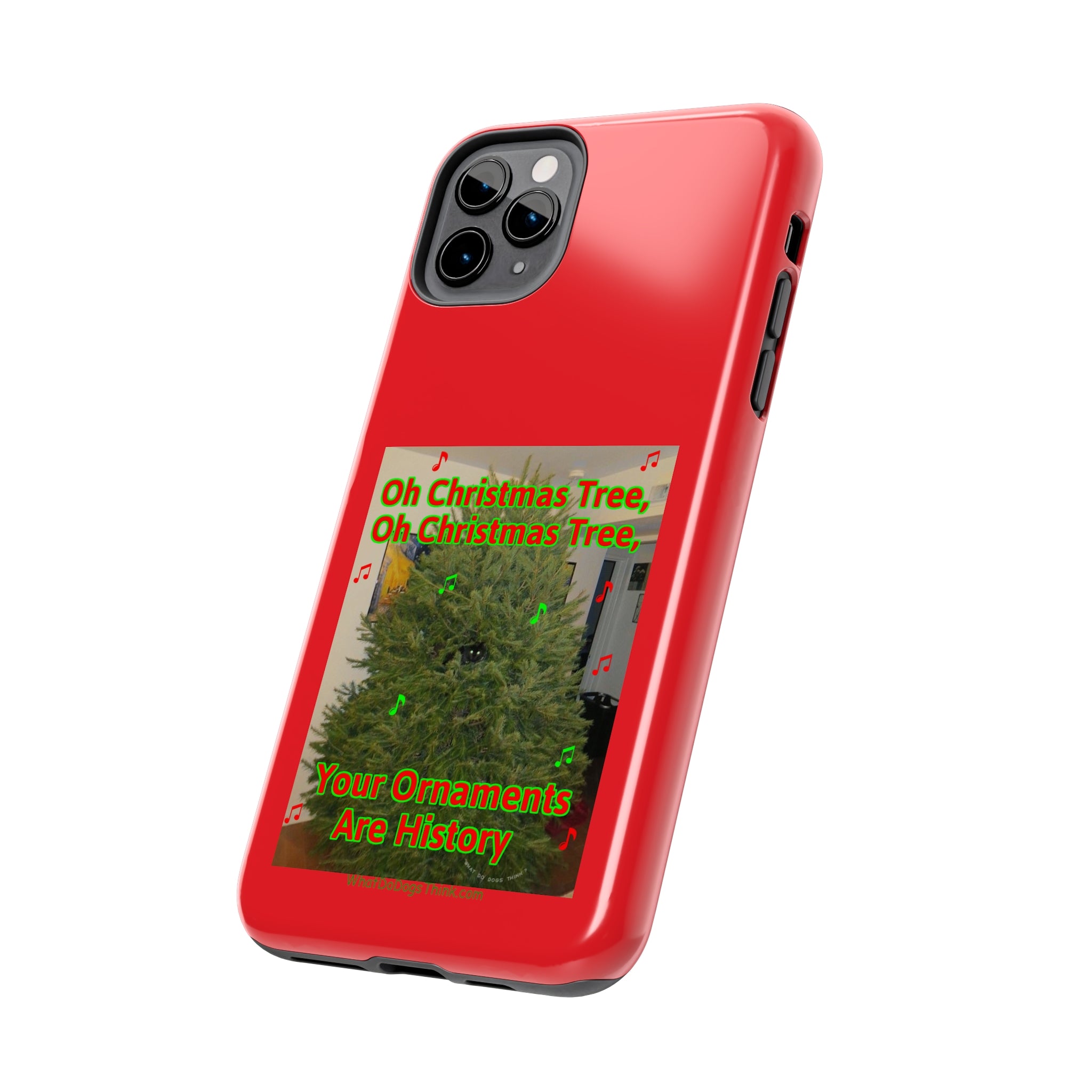 Christmas Tree Cat Red Tough Phone Cases