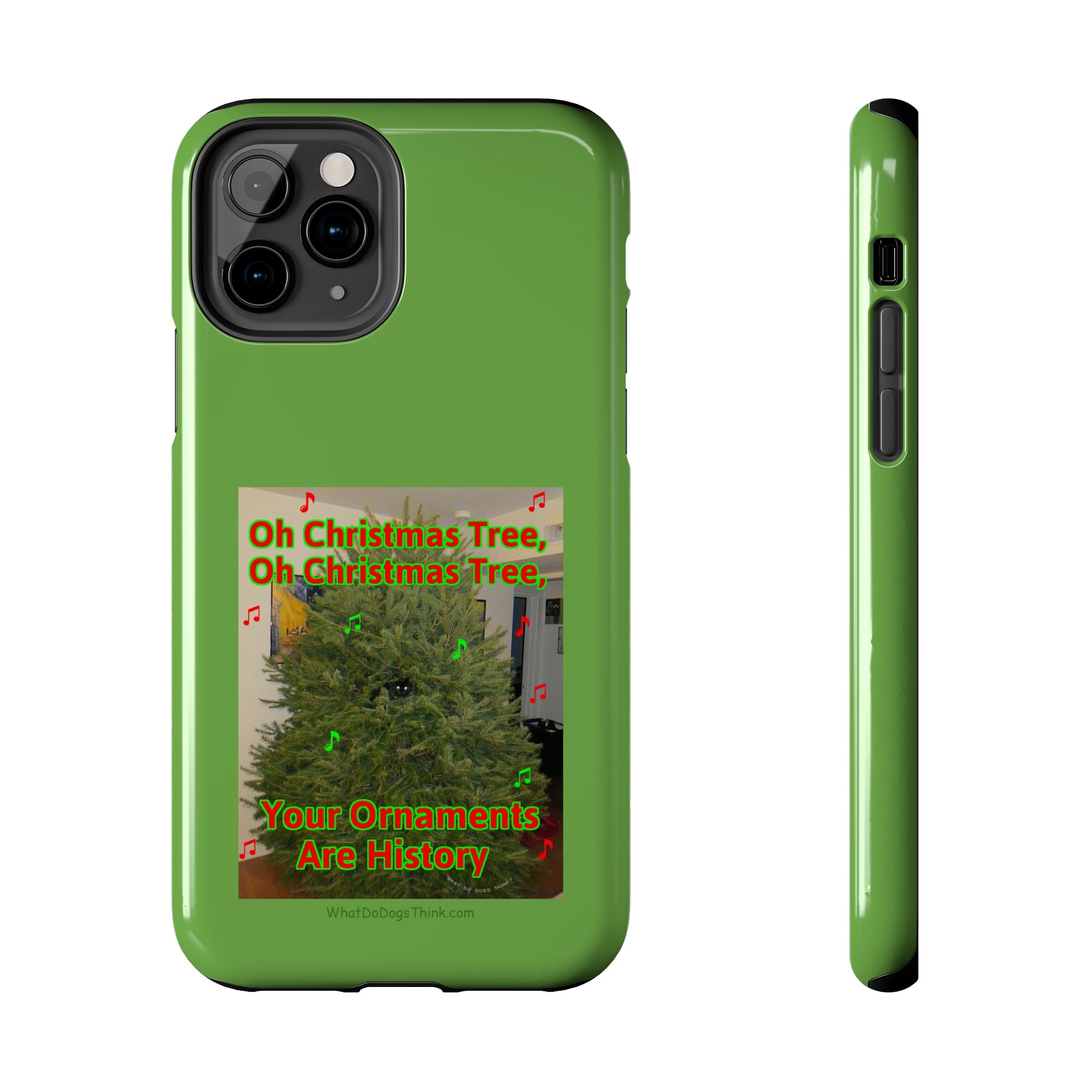 Christmas Tree Cat Green Tough Phone Cases