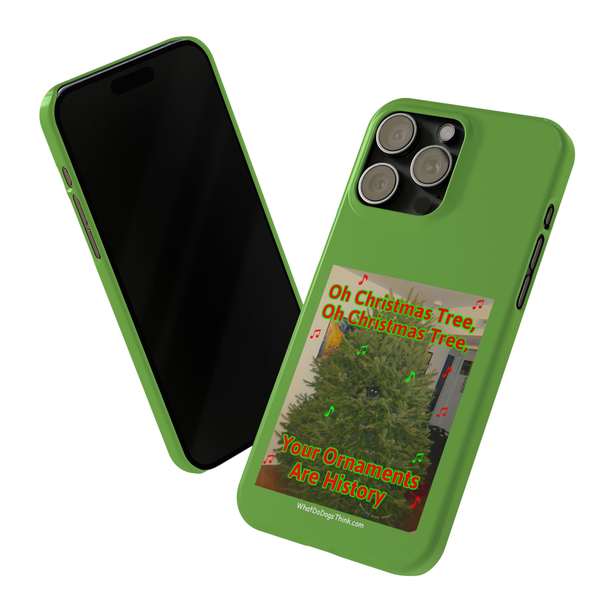 Christmas Tree Cat Green Slim Phone Case