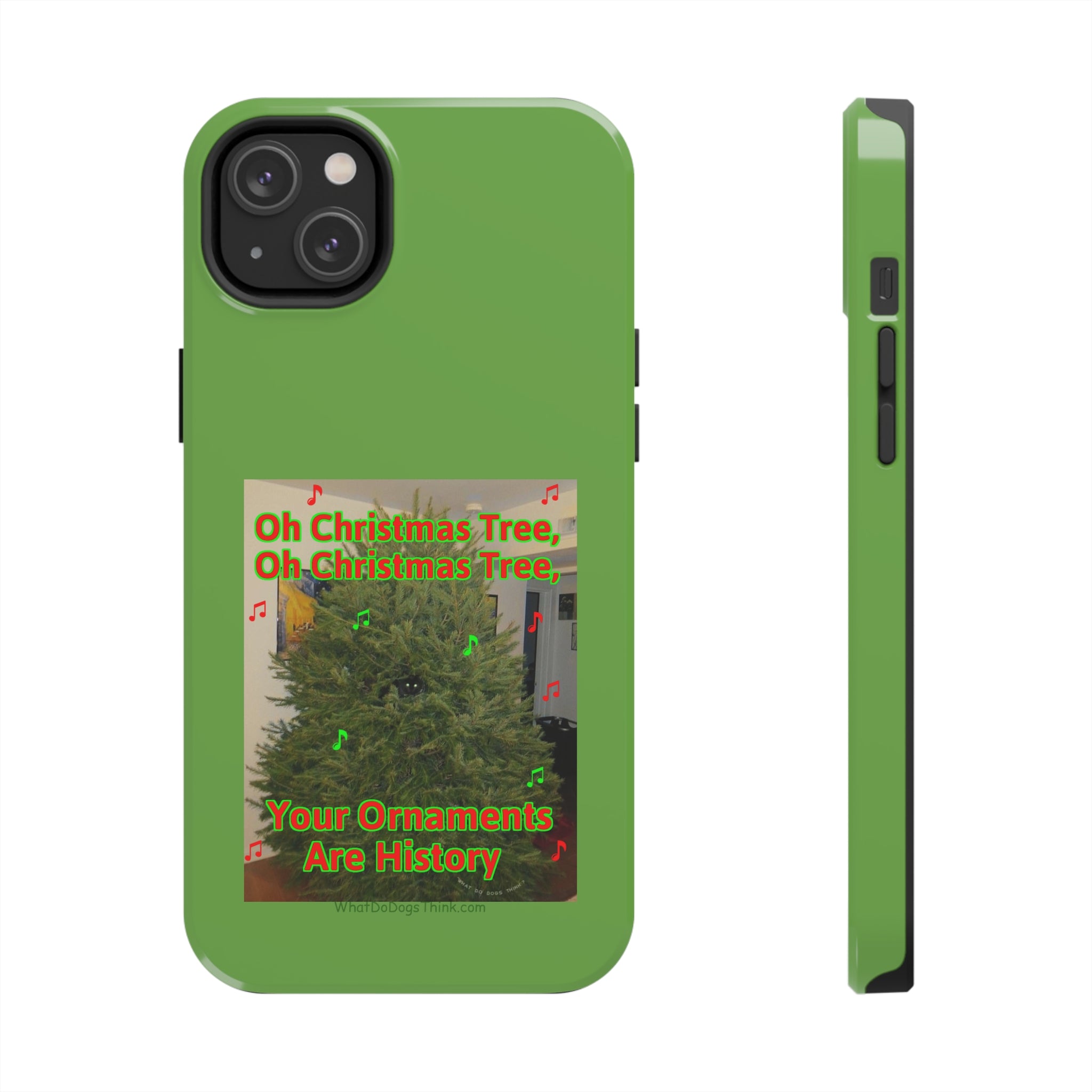 Christmas Tree Cat Green Tough Phone Cases