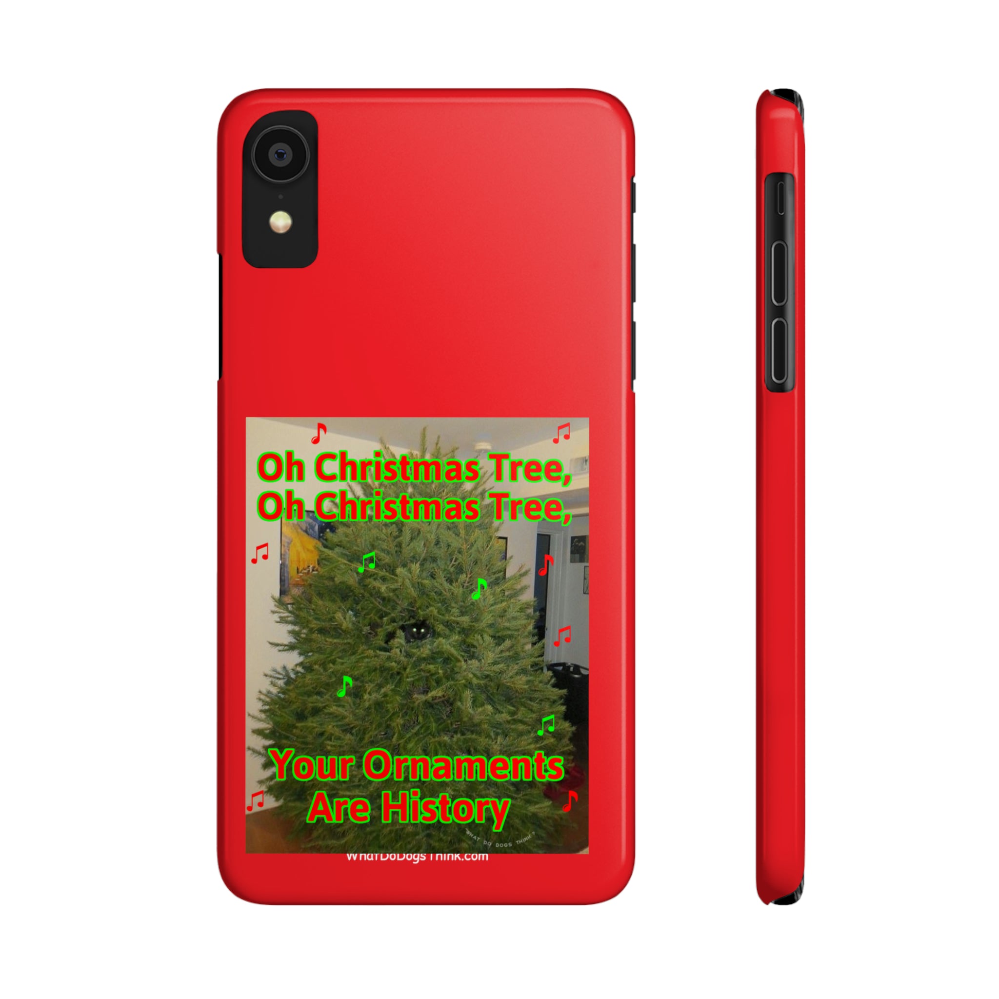 Christmas Tree Cat Red Slim Phone Case