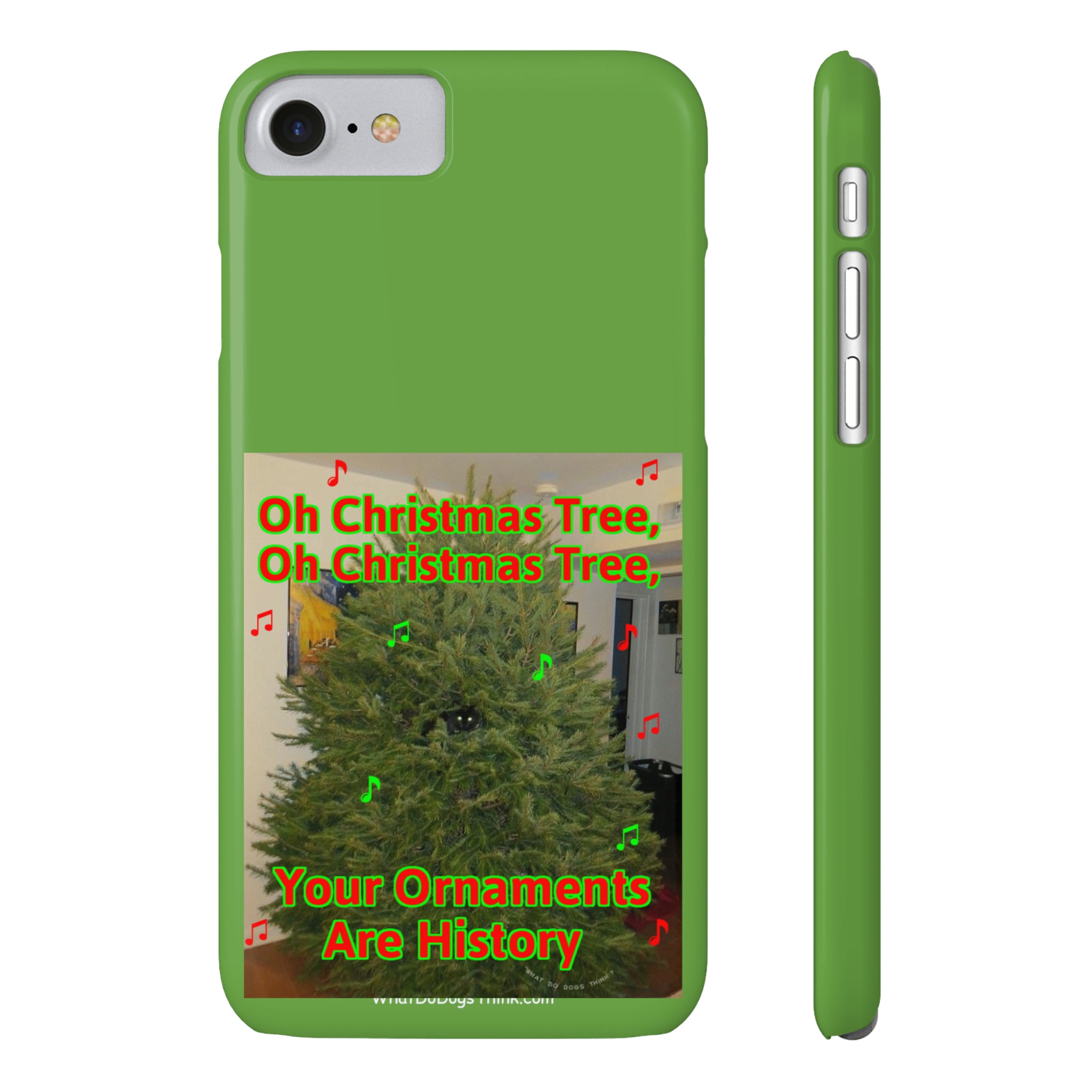 Christmas Tree Cat Green Slim Phone Case