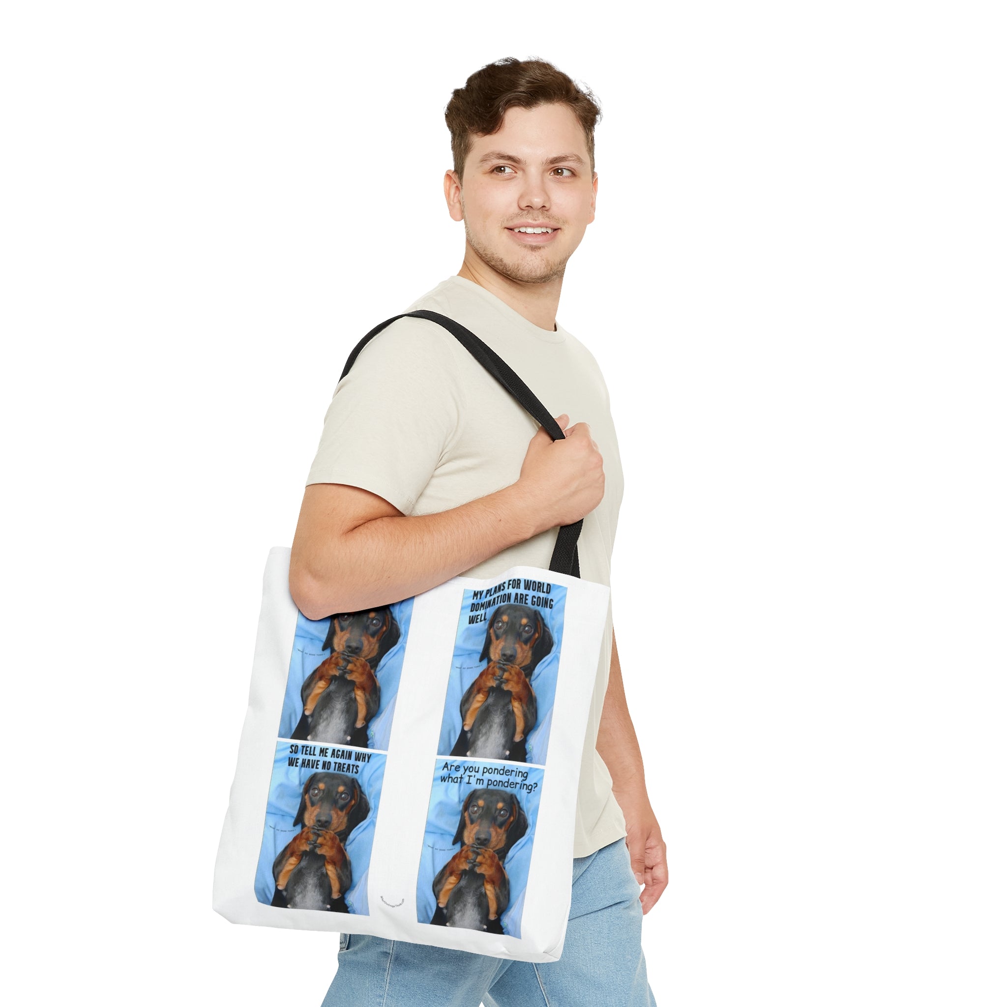 Devious Dachshund White Premium Tote Bag