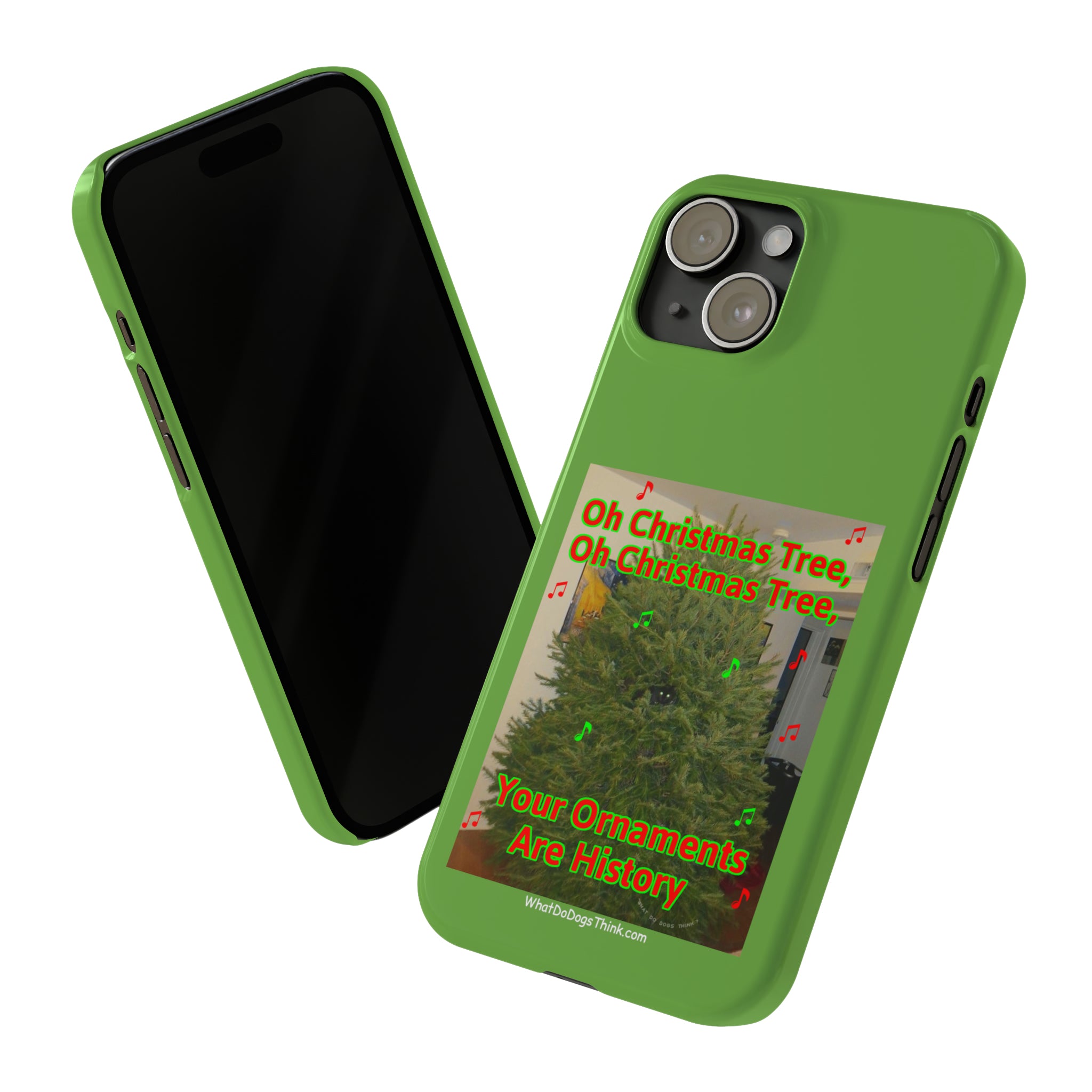 Christmas Tree Cat Green Slim Phone Case