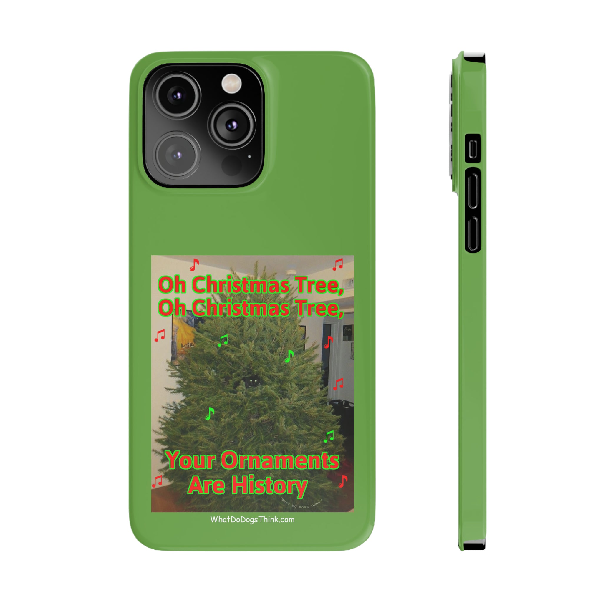 Christmas Tree Cat Green Slim Phone Case