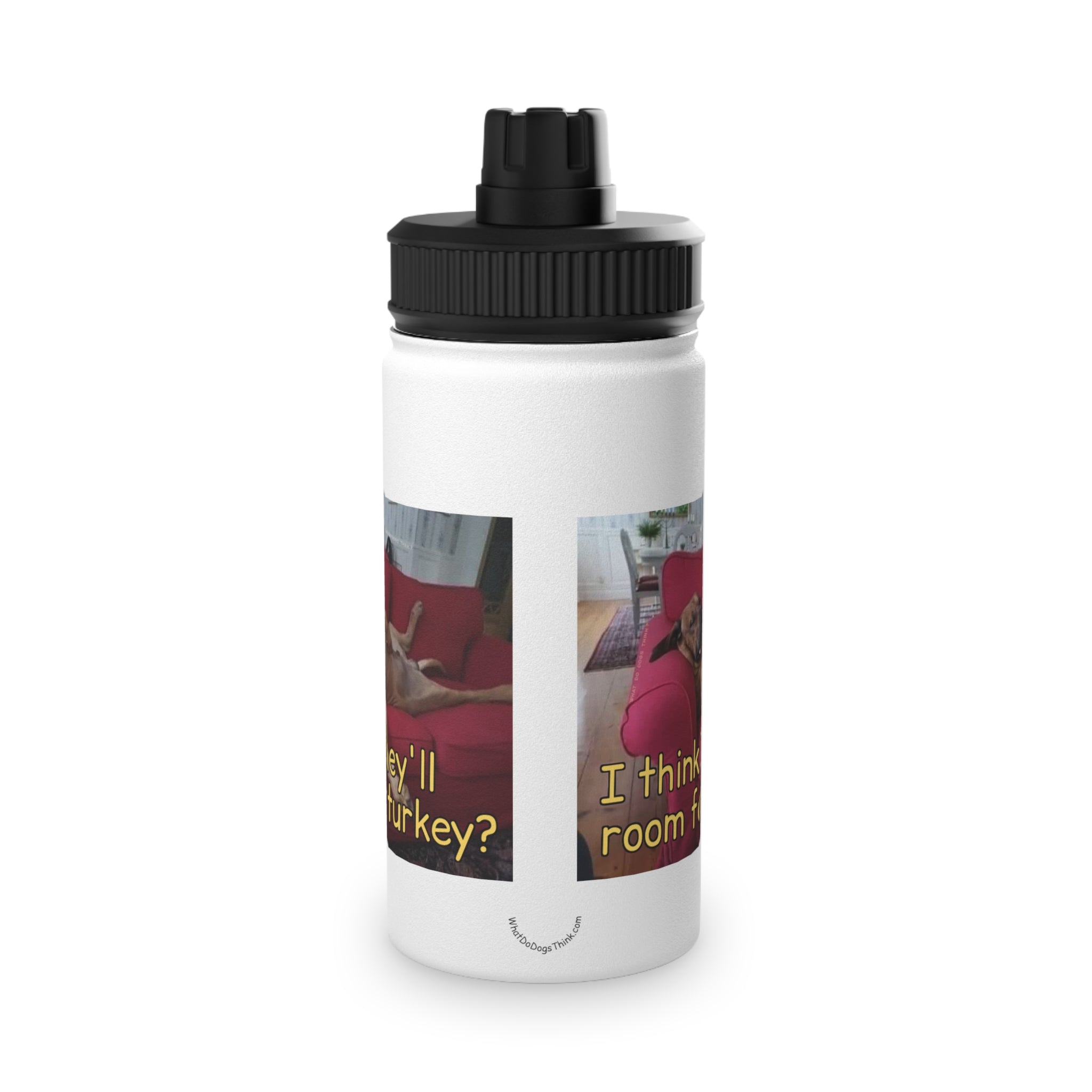 Stuffed Dog Stainless Steel Water Bottle, Sports Lid