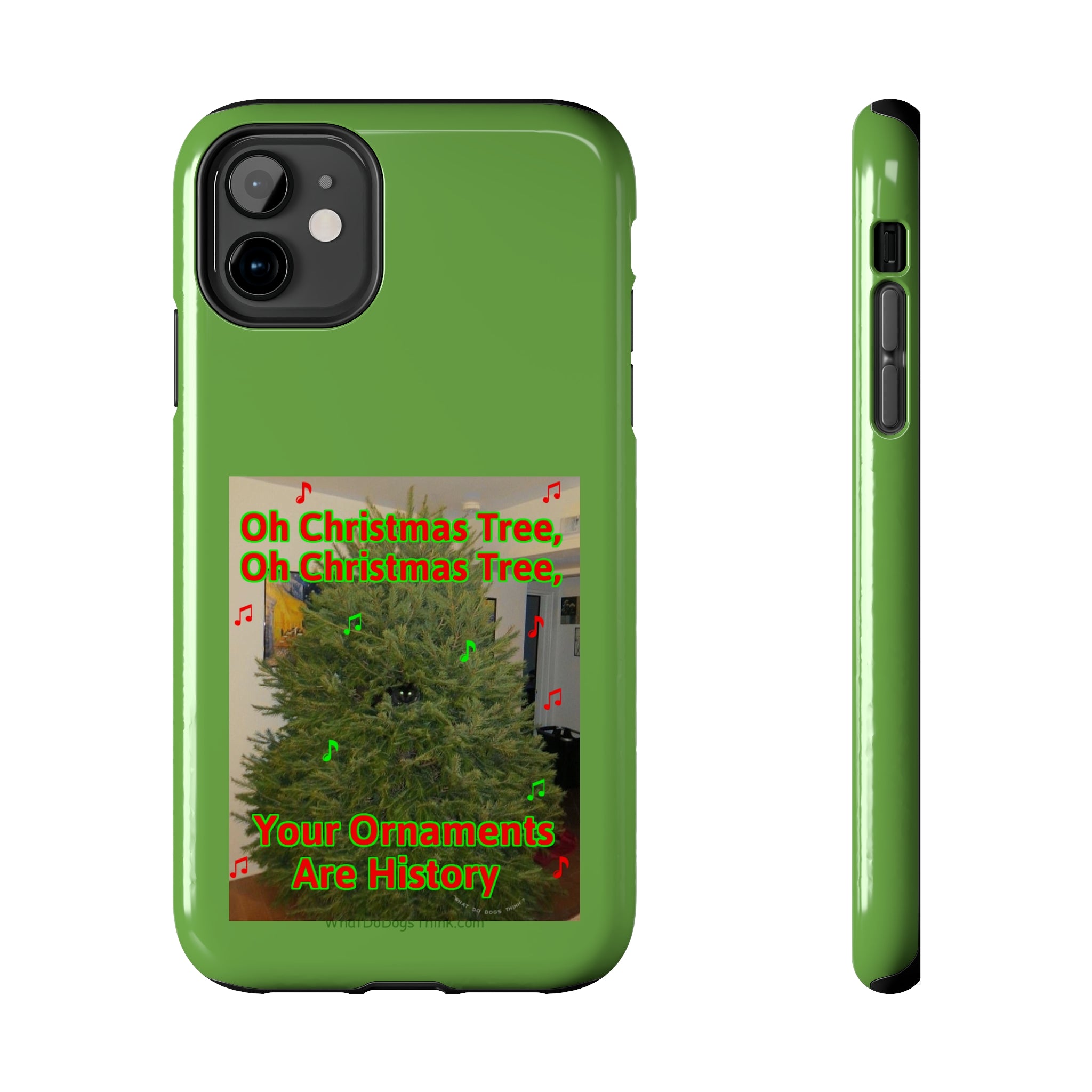 Christmas Tree Cat Green Tough Phone Cases