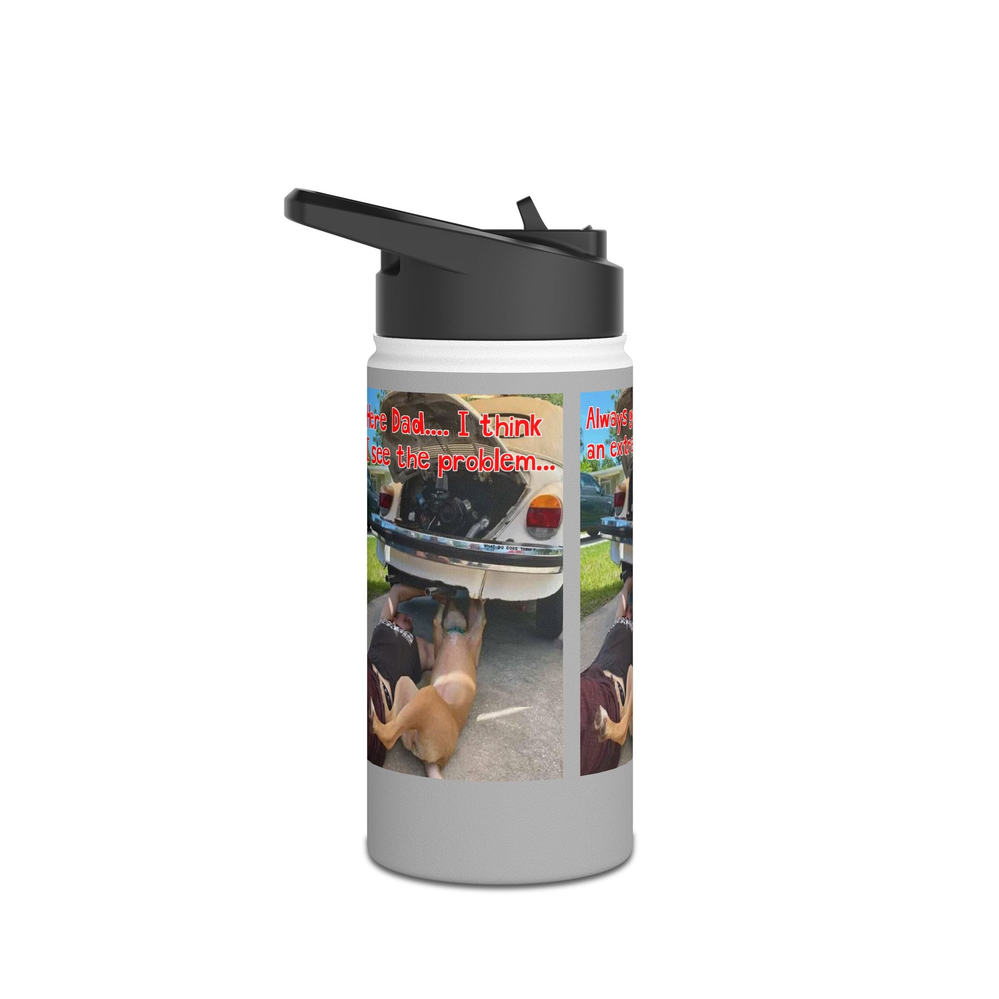 VW Helper Grey Stainless Steel Water Bottle, Standard Lid