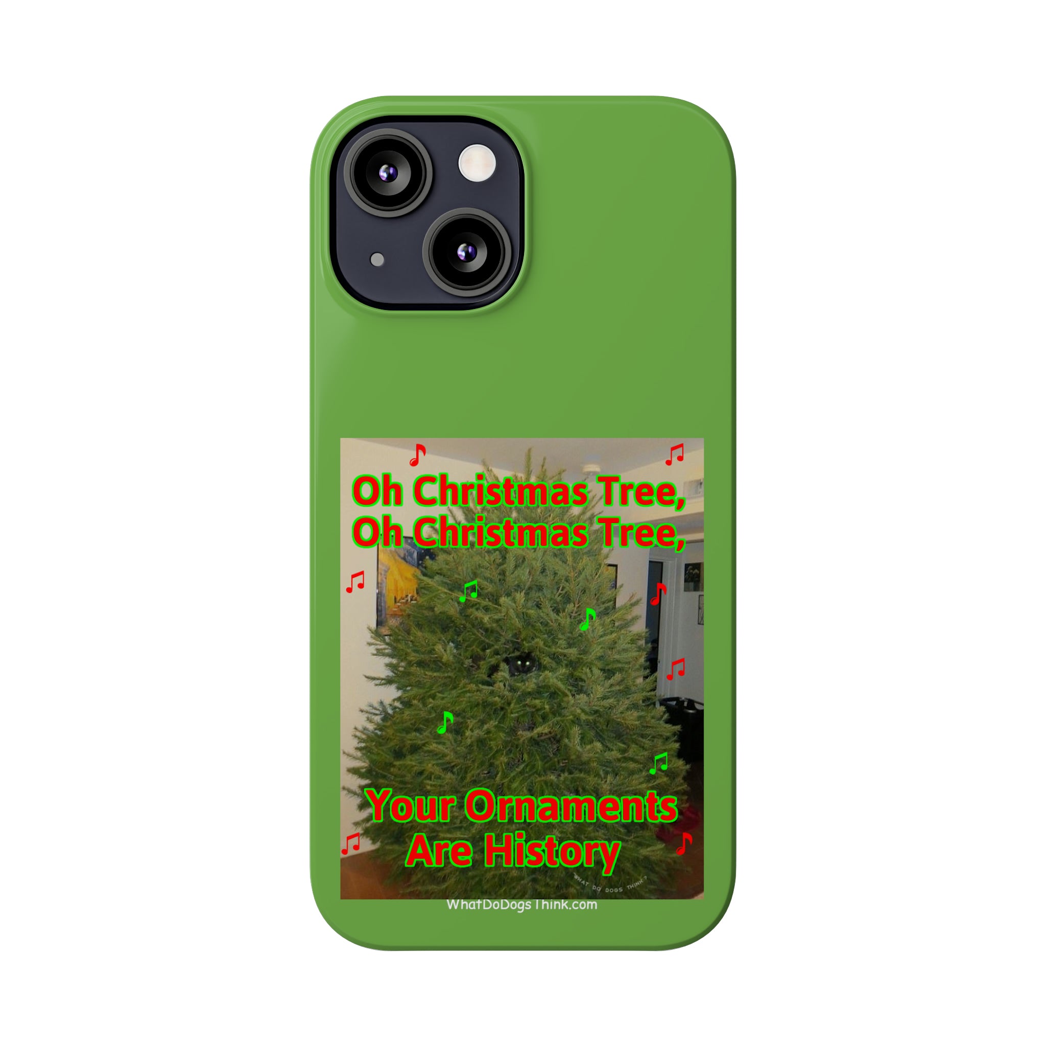 Christmas Tree Cat Green Slim Phone Case