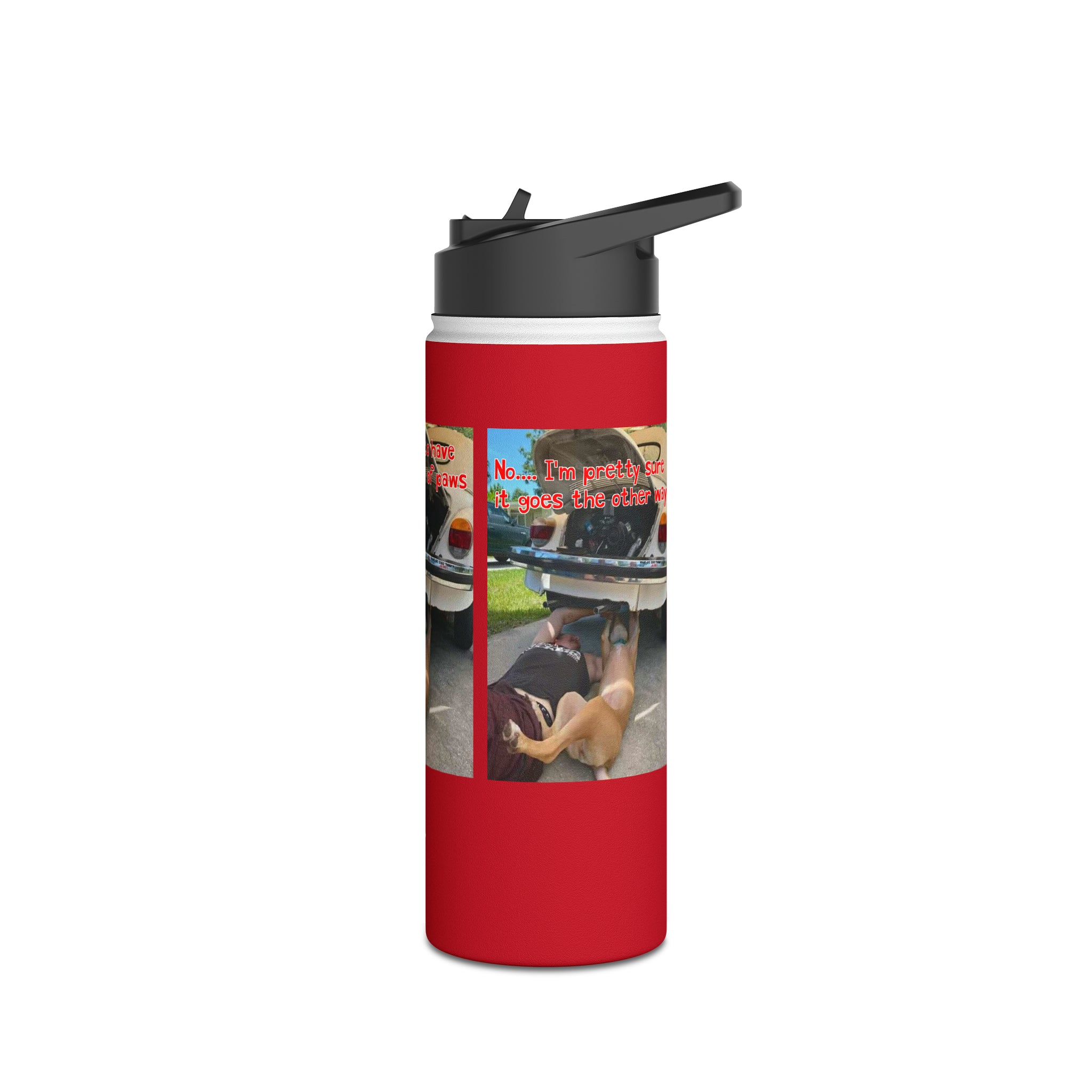 VW Helper Red Stainless Steel Water Bottle, Standard Lid