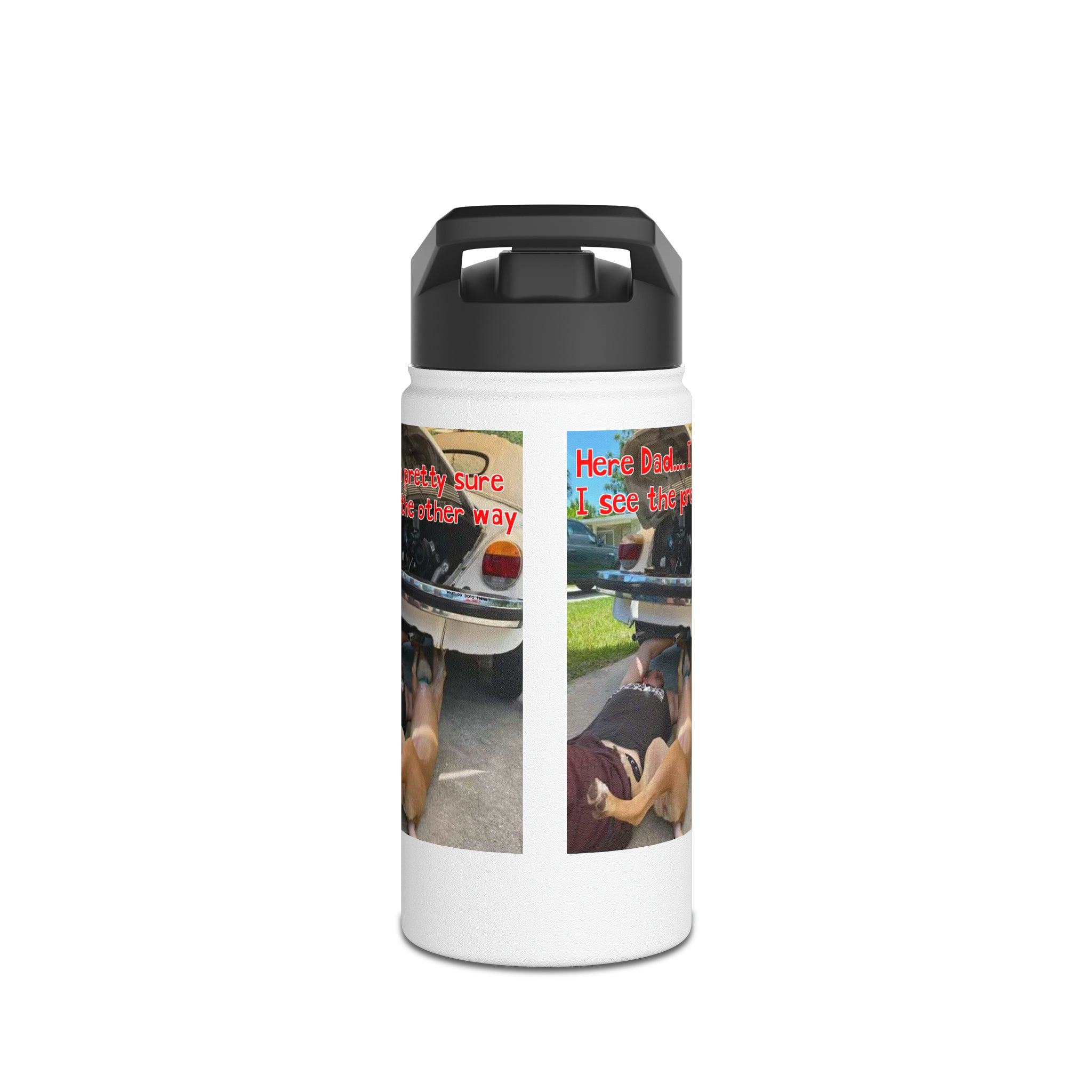VW Helper White Stainless Steel Water Bottle, Standard Lid
