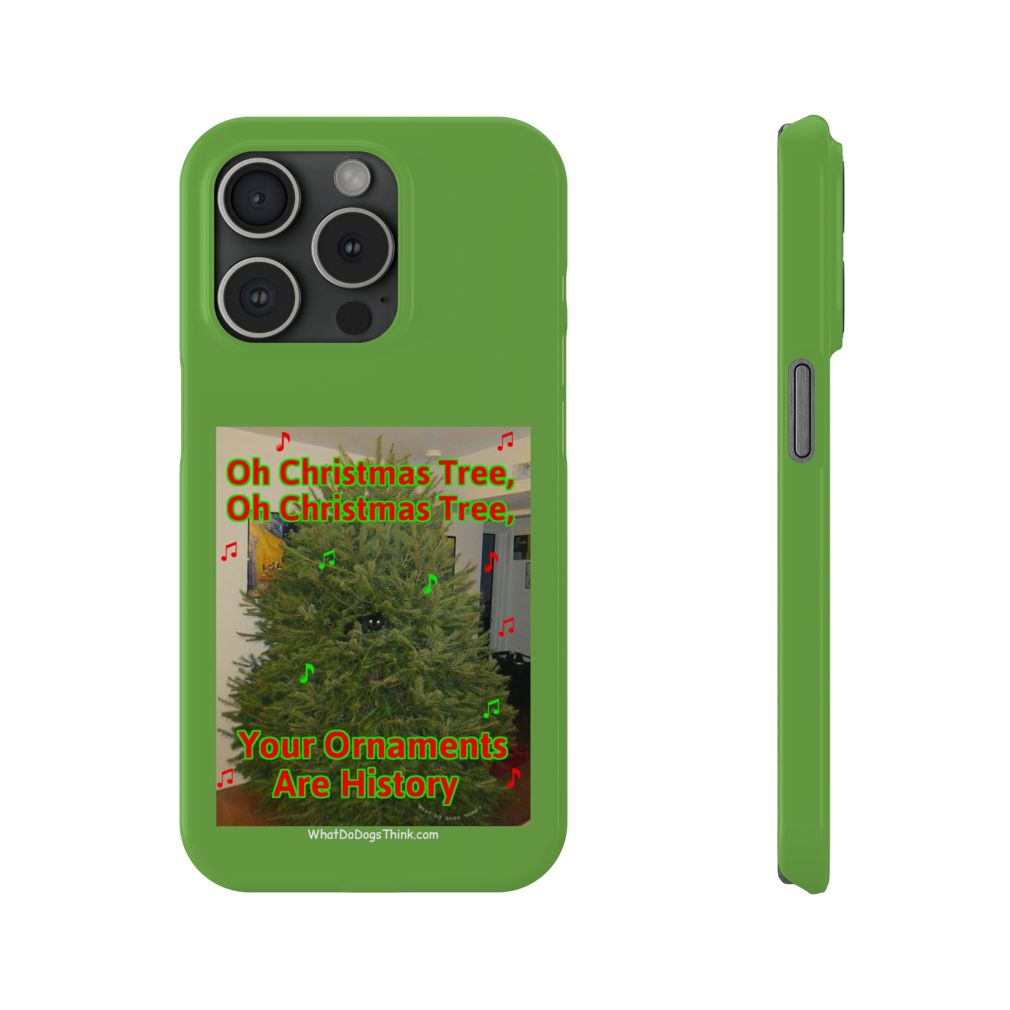 Christmas Tree Cat Green Slim Phone Case