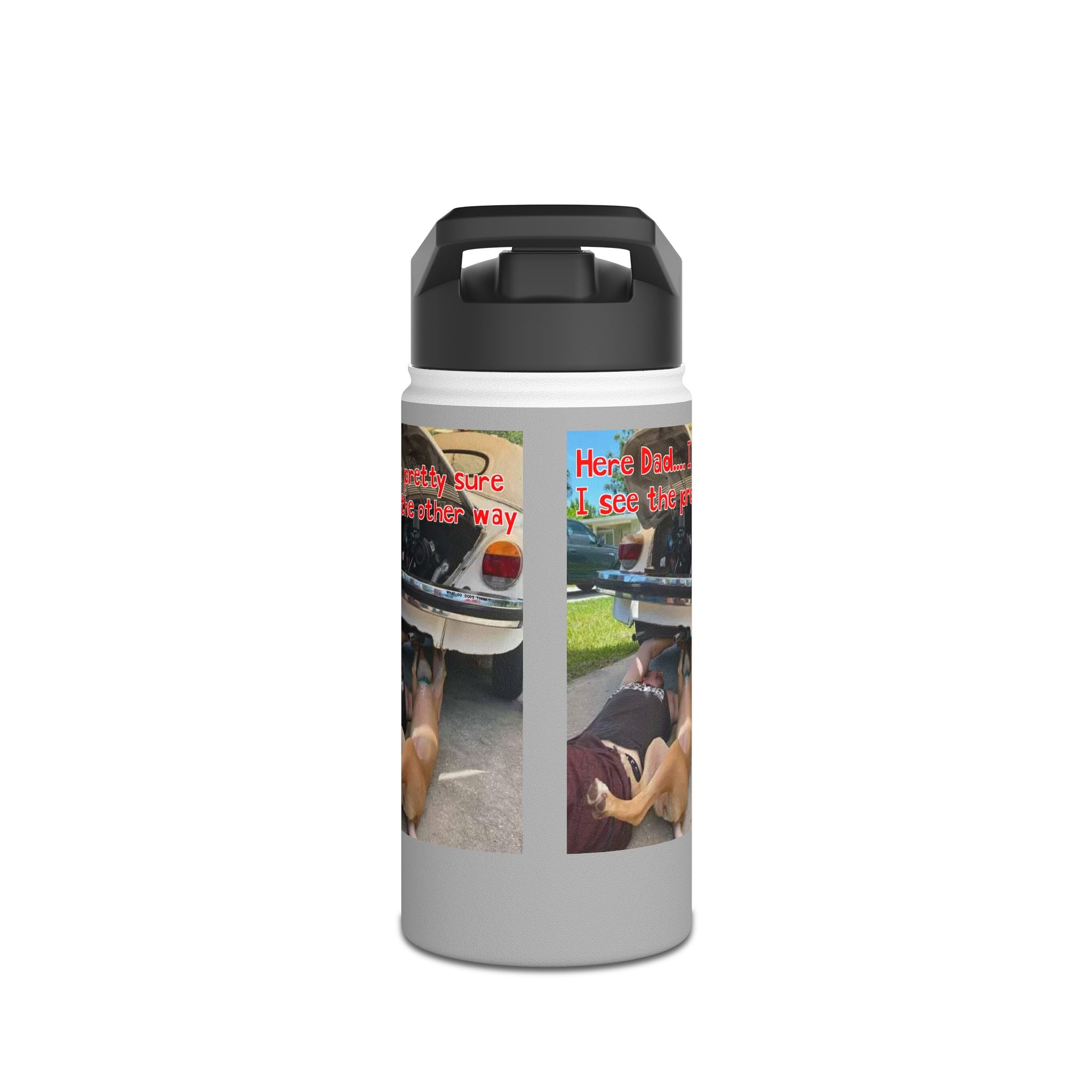 VW Helper Grey Stainless Steel Water Bottle, Standard Lid