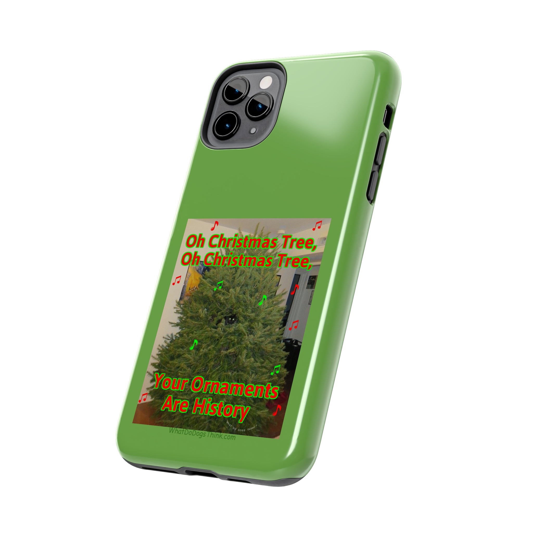 Christmas Tree Cat Green Tough Phone Cases