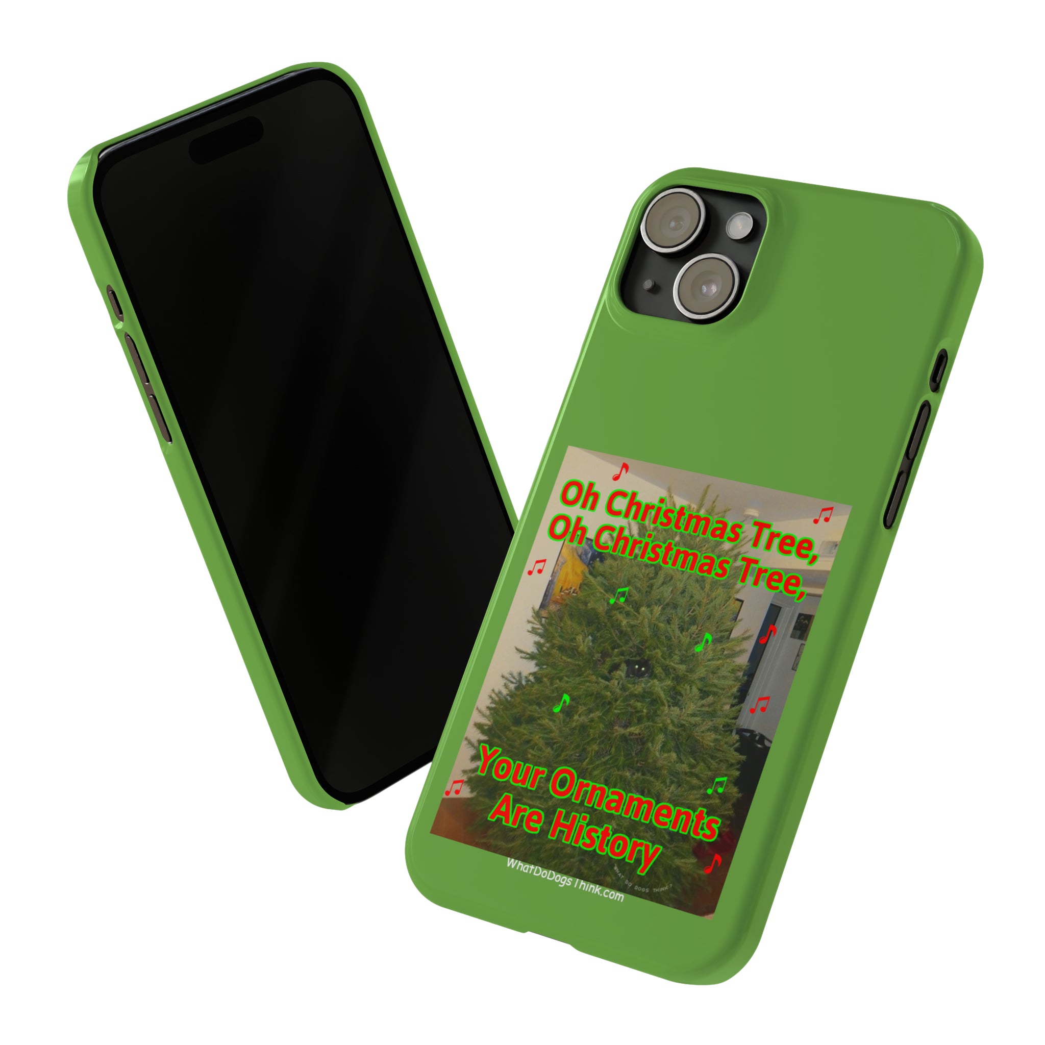 Christmas Tree Cat Green Slim Phone Case