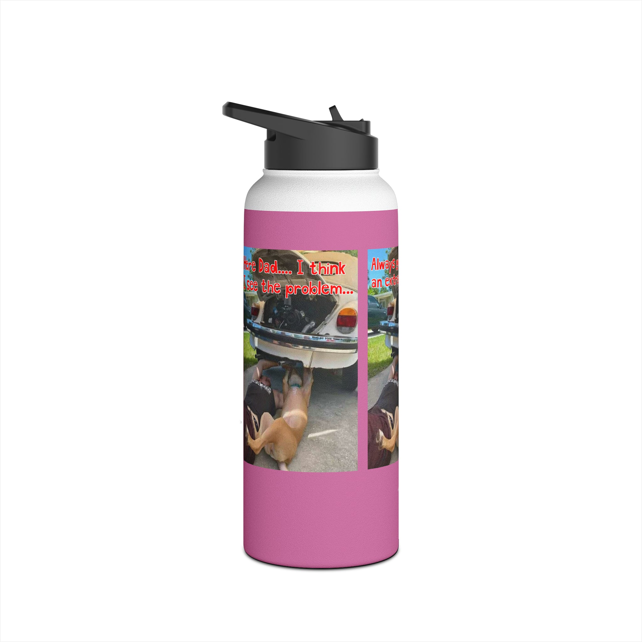 VW Helper Pink Stainless Steel Water Bottle, Standard Lid