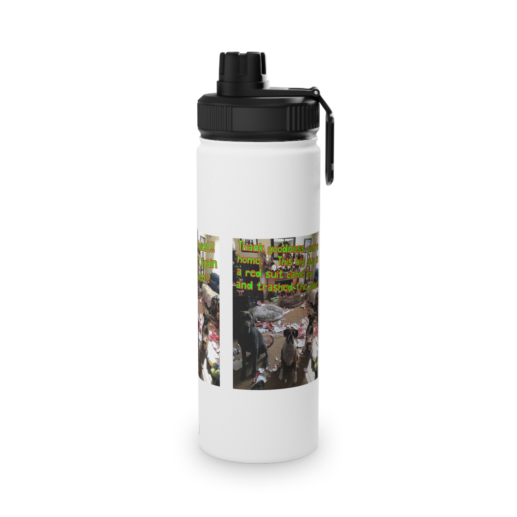 Christmas Party Stainless Steel Water Bottle, Sports Lid