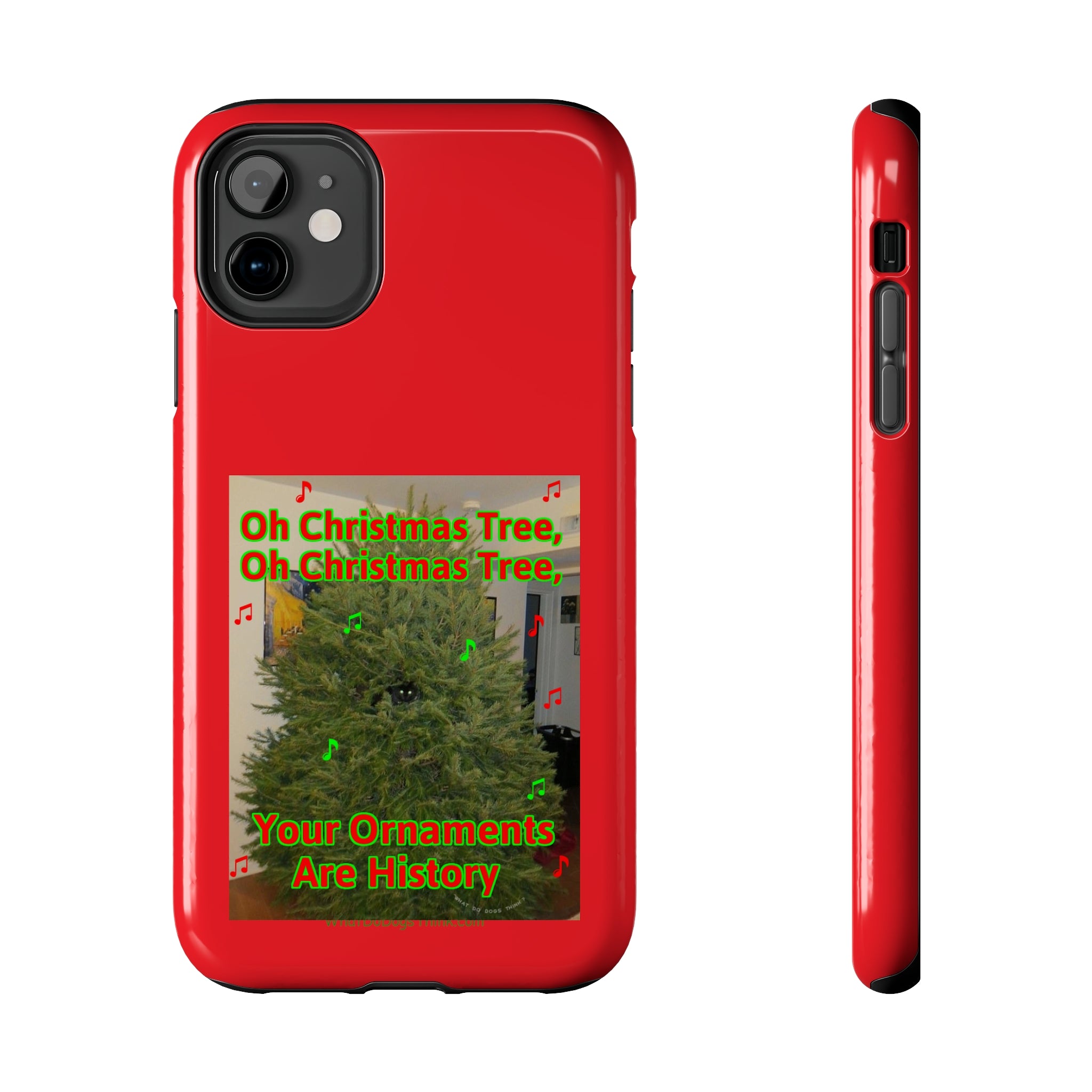 Christmas Tree Cat Red Tough Phone Cases