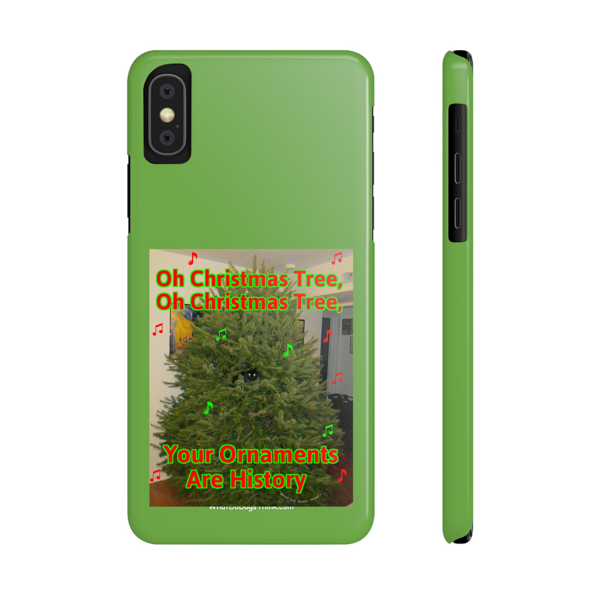 Christmas Tree Cat Green Slim Phone Case