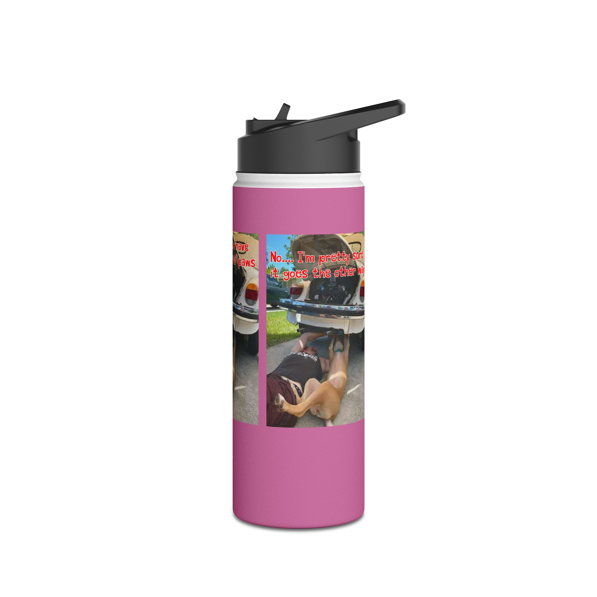 VW Helper Pink Stainless Steel Water Bottle, Standard Lid