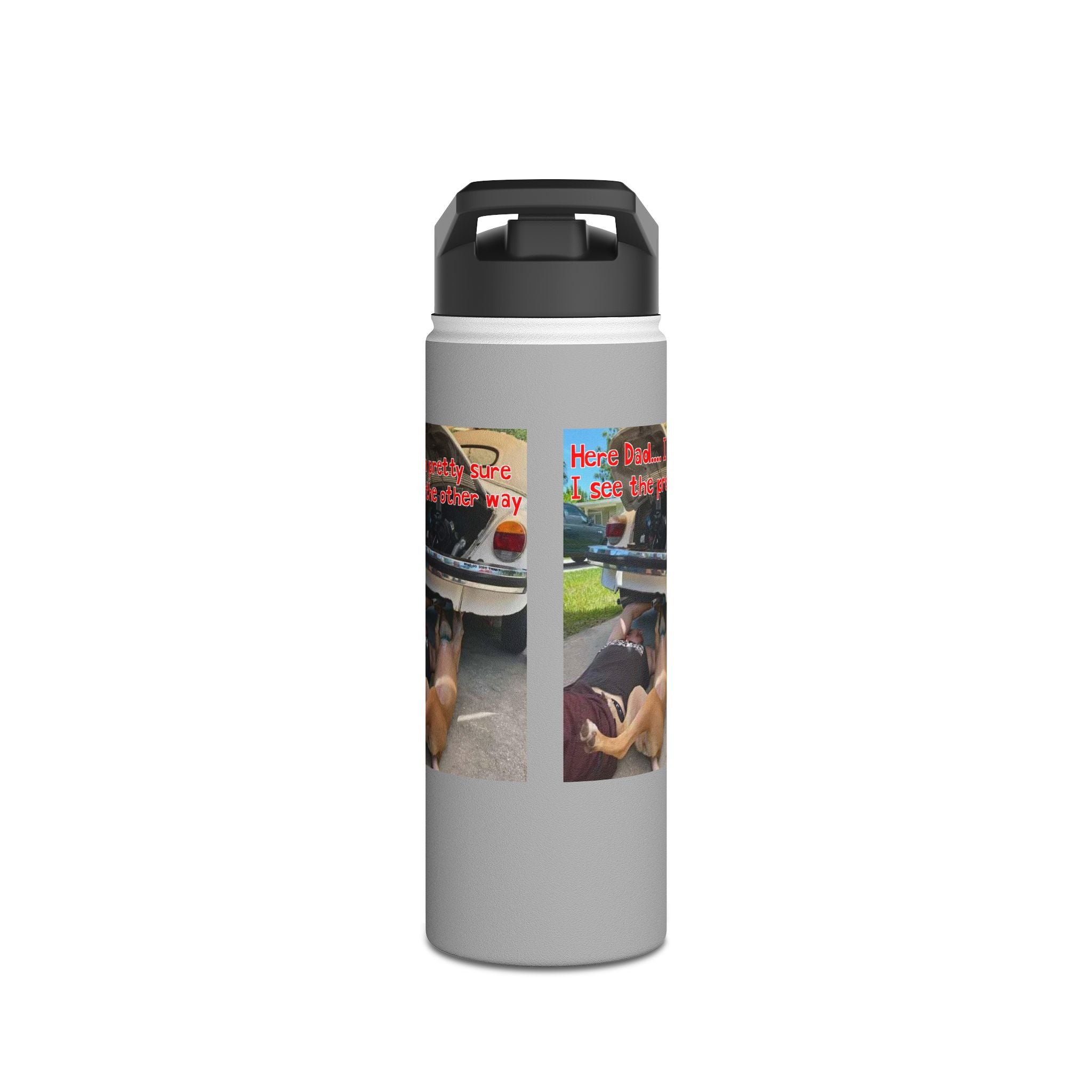 VW Helper Grey Stainless Steel Water Bottle, Standard Lid