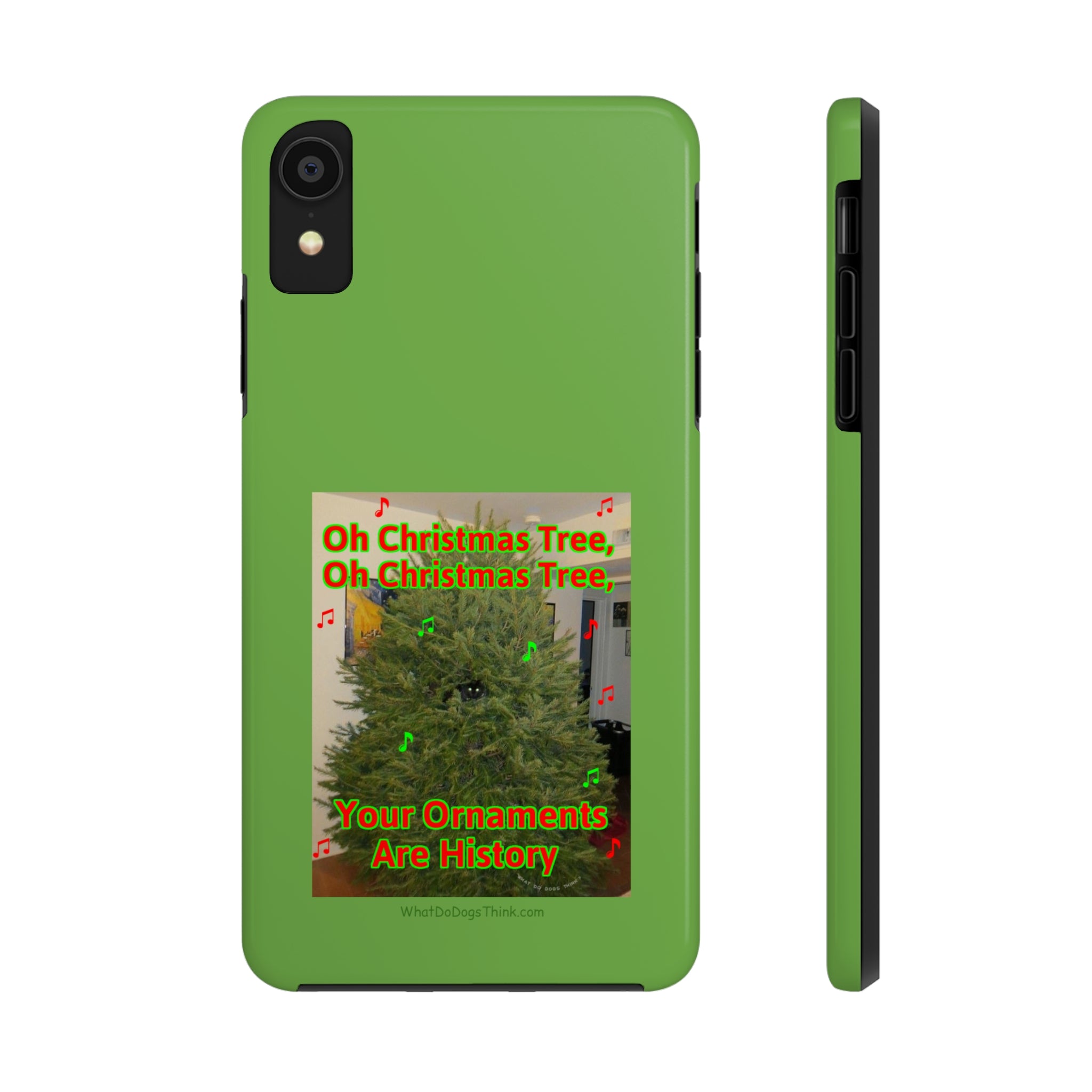 Christmas Tree Cat Green Tough Phone Cases