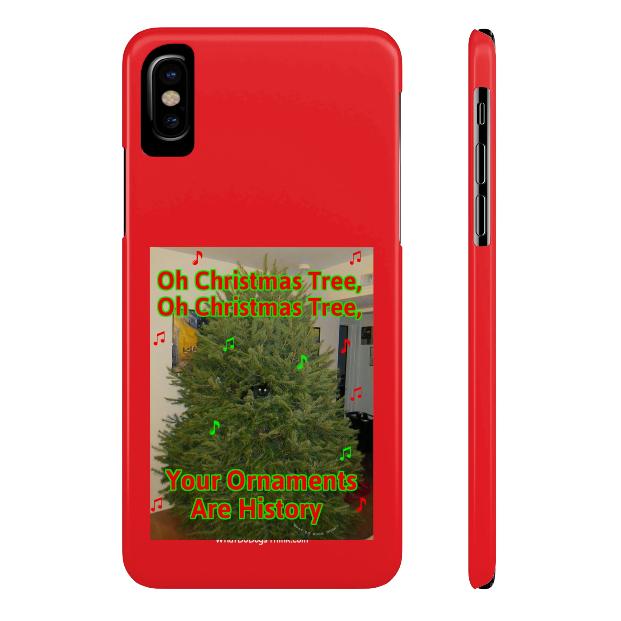 Christmas Tree Cat Red Slim Phone Case