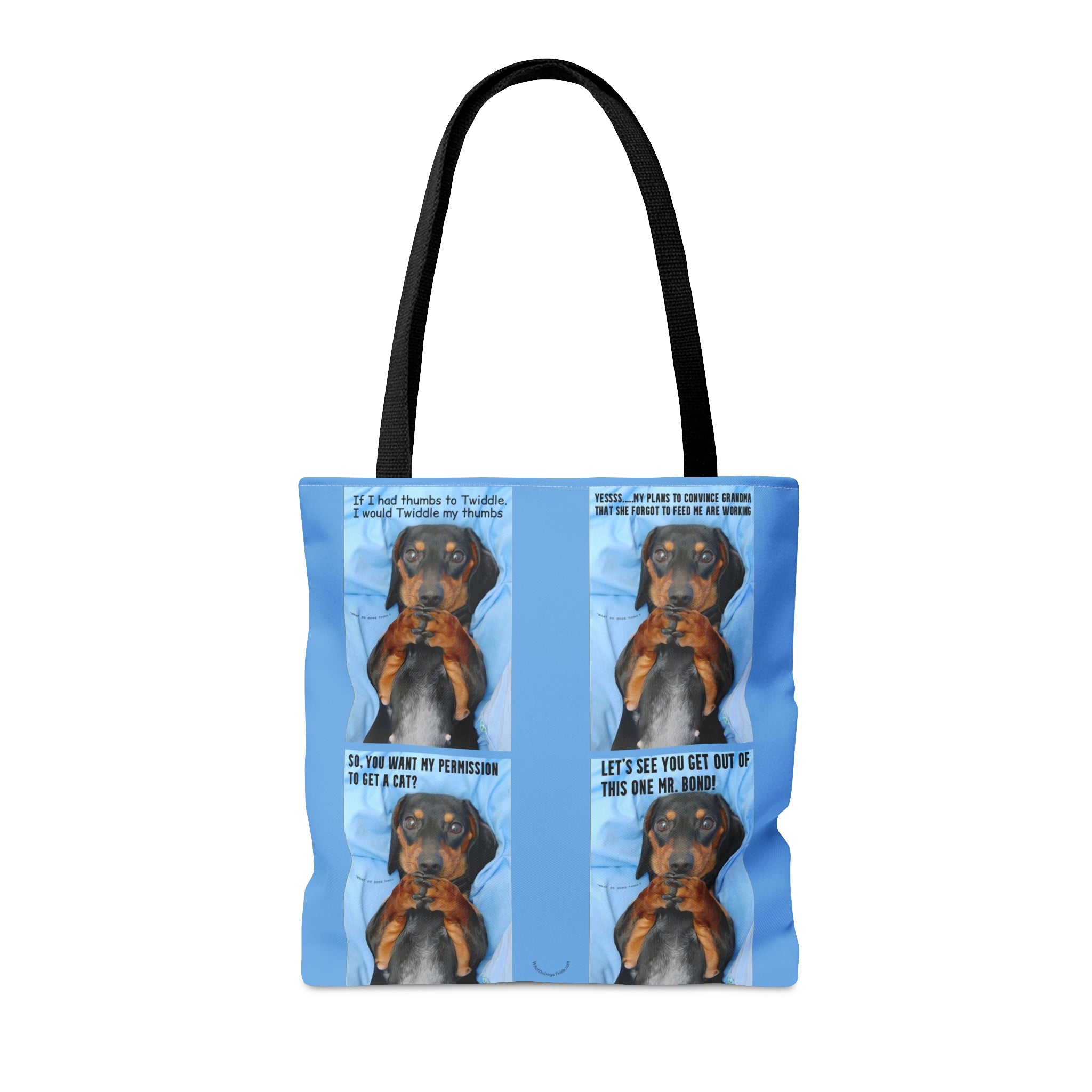 Devious Dachshund Blue Tote Bag