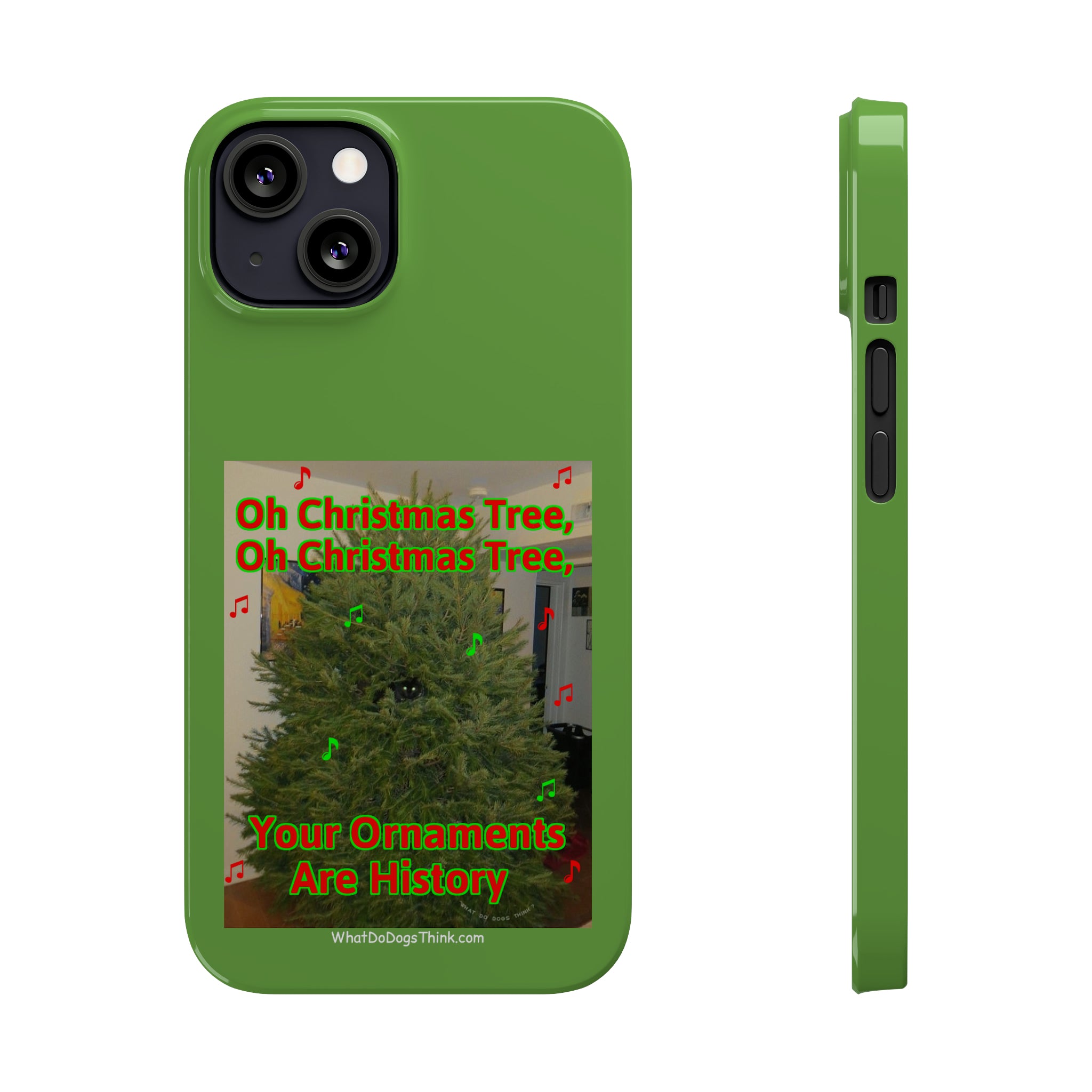 Christmas Tree Cat Green Slim Phone Case