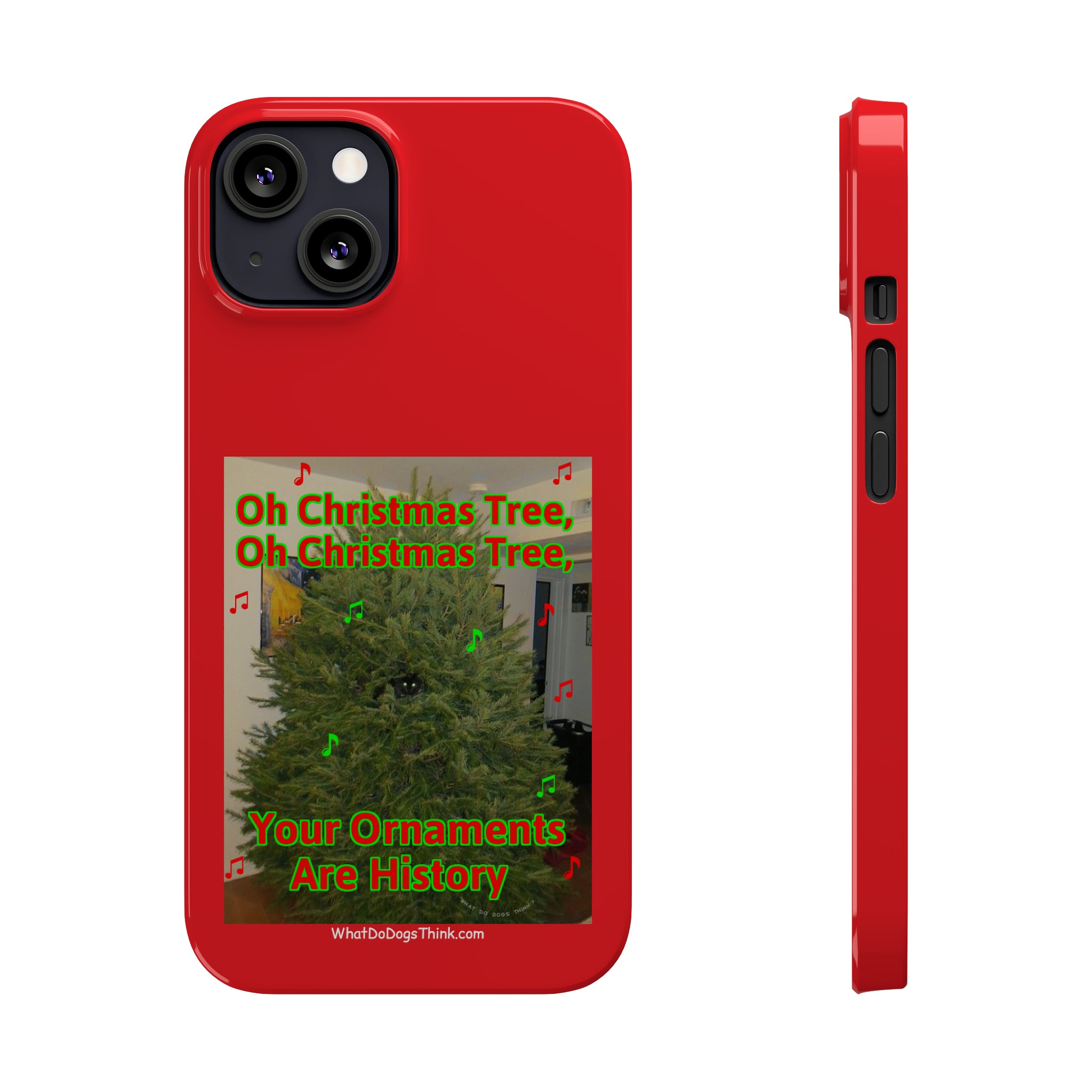 Christmas Tree Cat Red Slim Phone Case