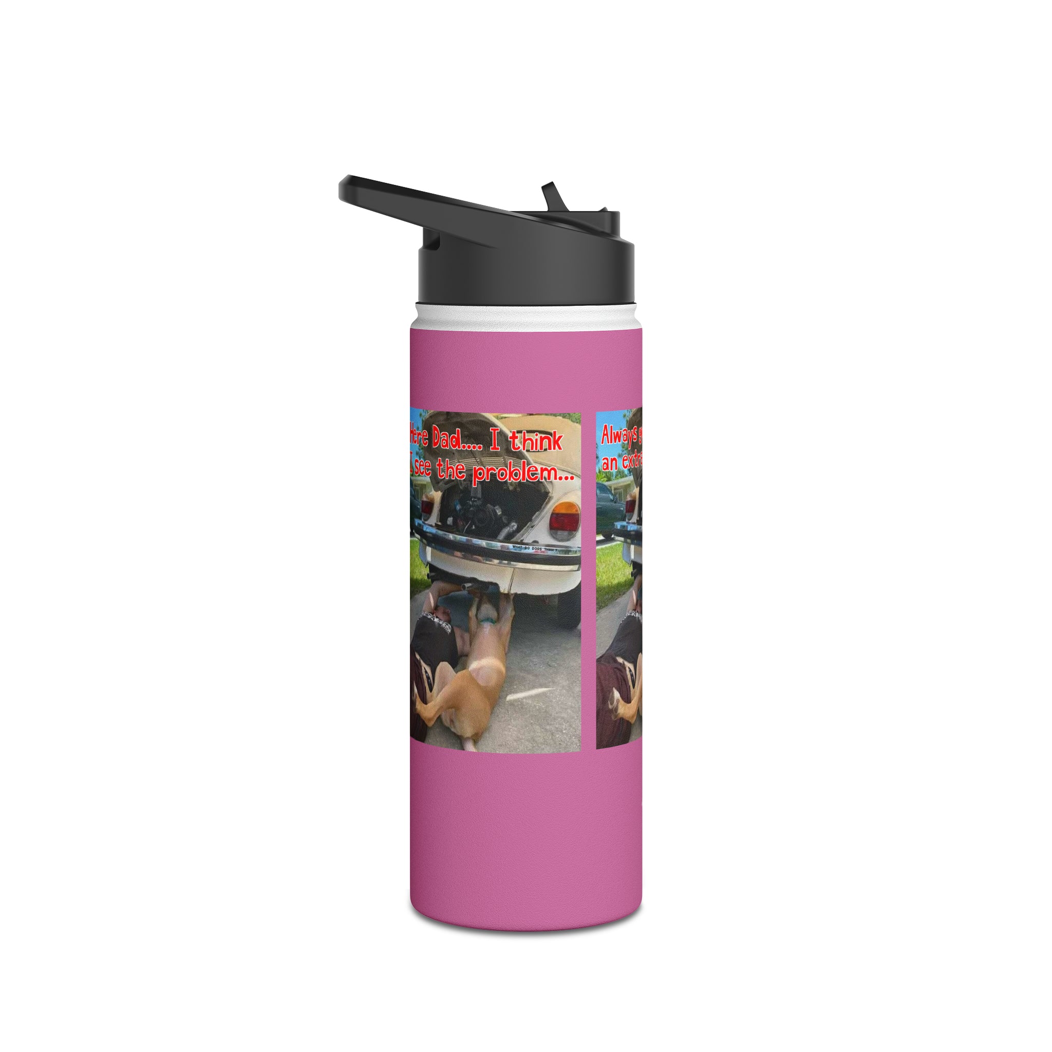 VW Helper Pink Stainless Steel Water Bottle, Standard Lid