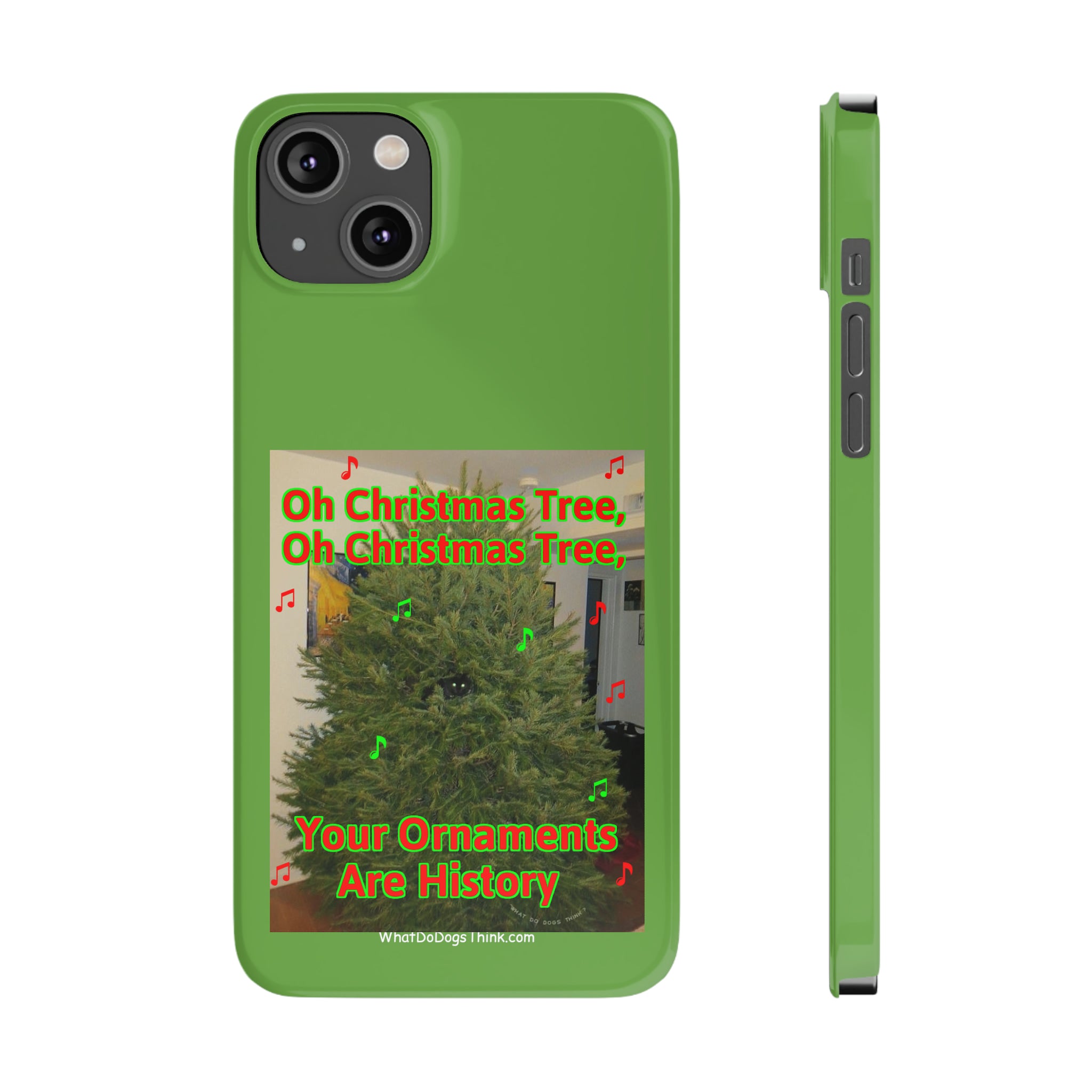 Christmas Tree Cat Green Slim Phone Case