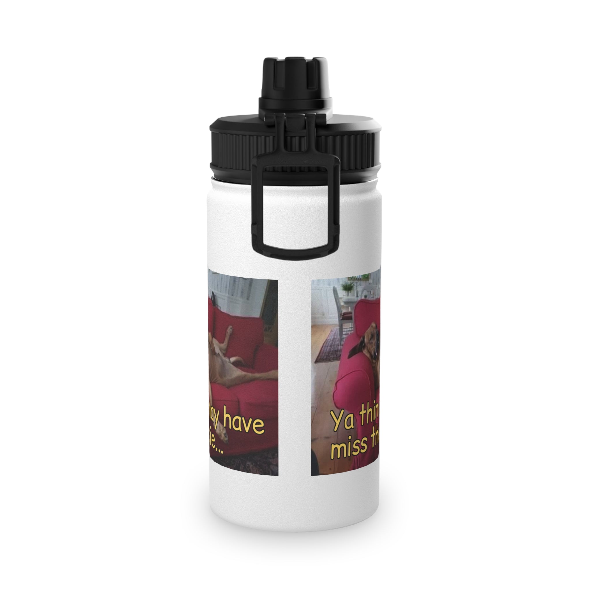 Stuffed Dog Stainless Steel Water Bottle, Sports Lid