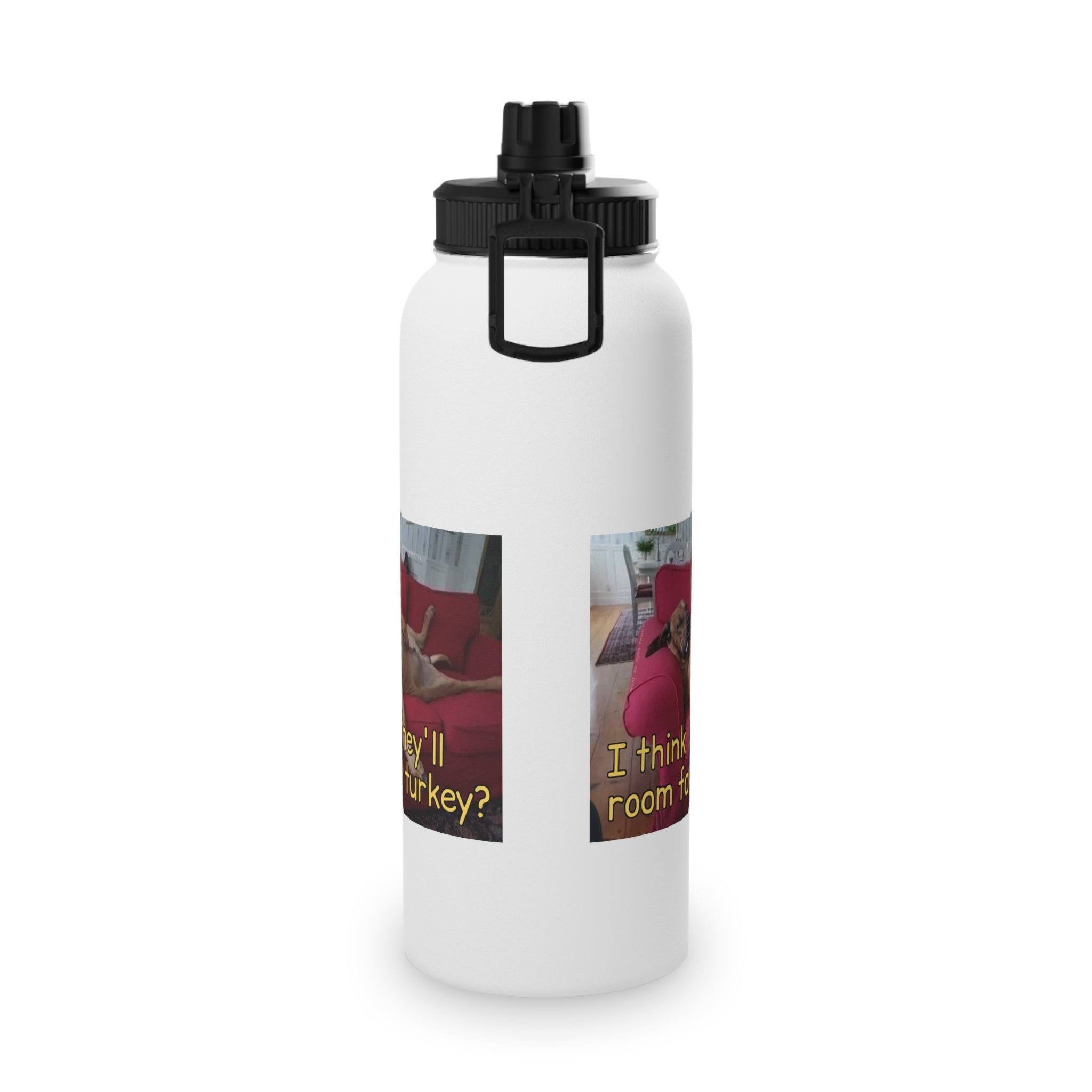 Stuffed Dog Stainless Steel Water Bottle, Sports Lid