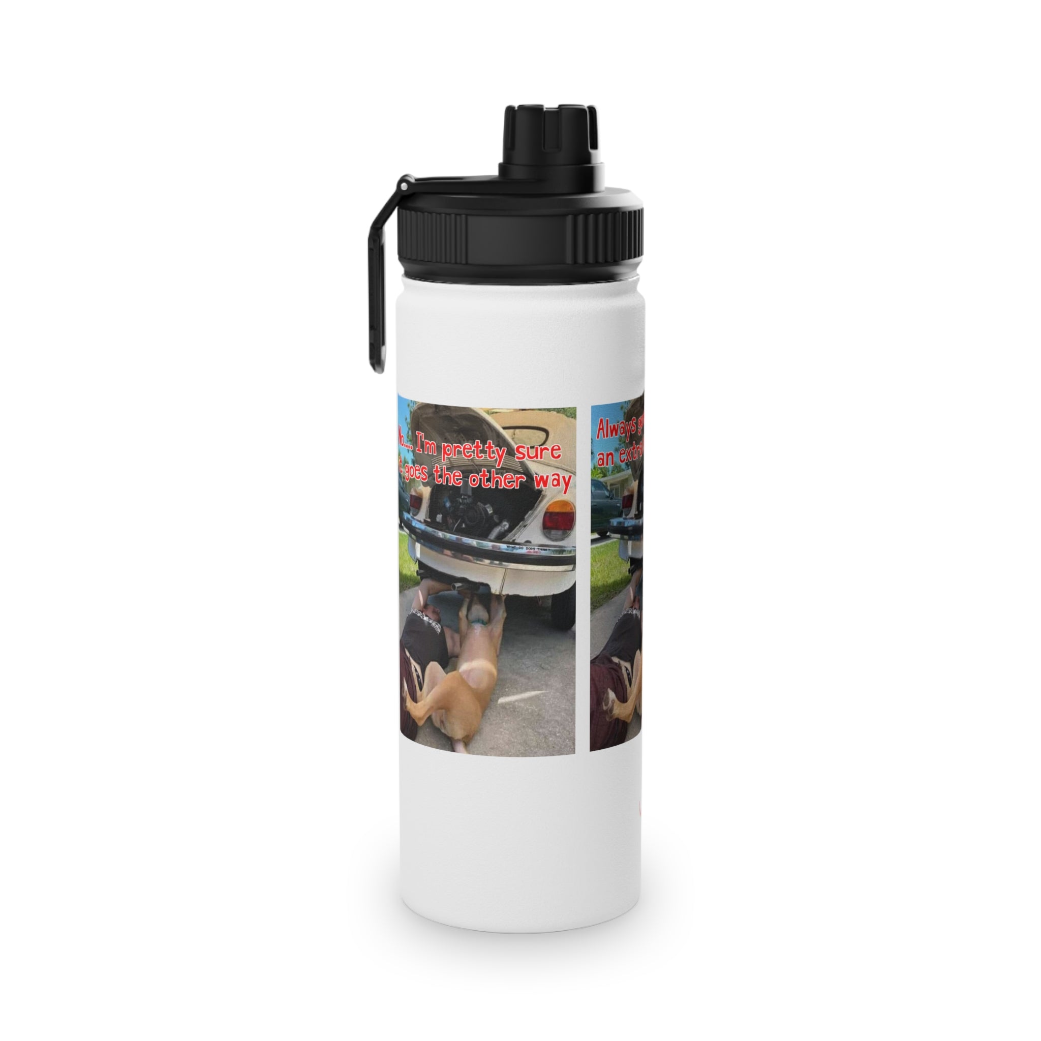 VW Helper White Stainless Steel Water Bottle, Sports Lid