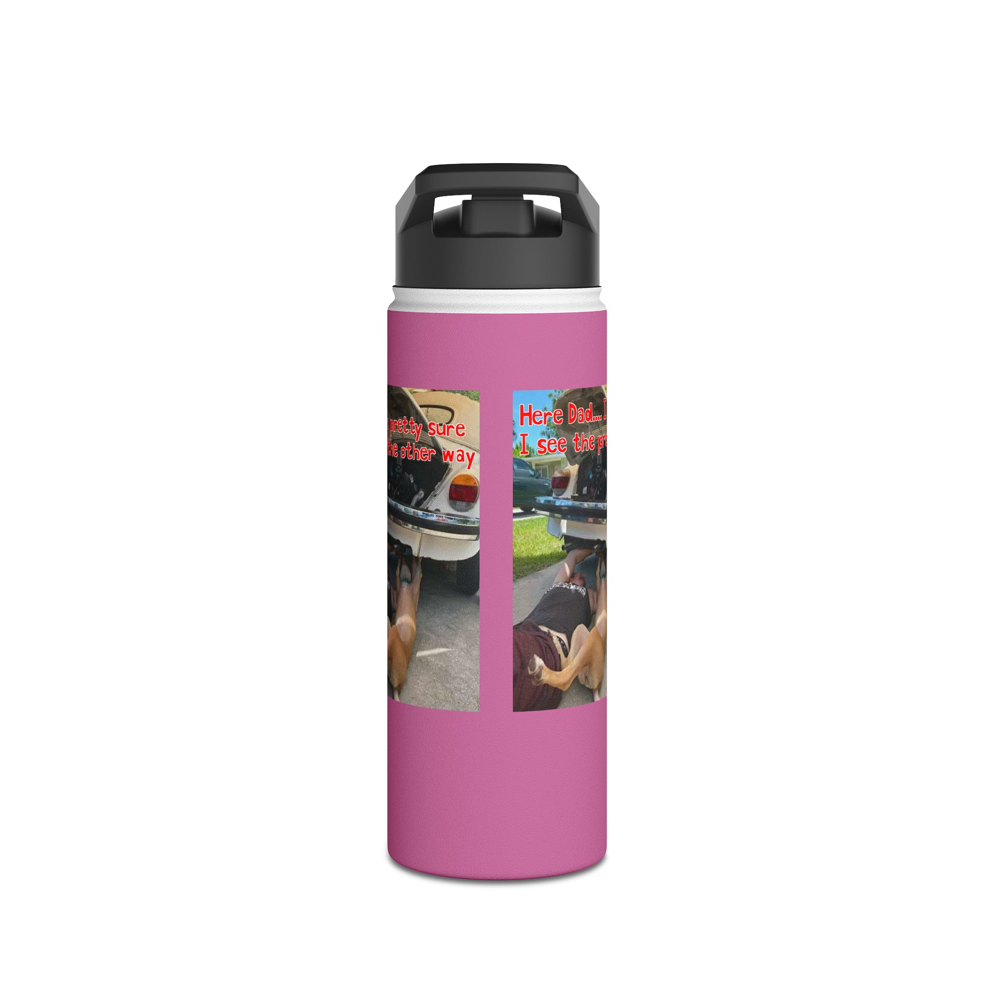 VW Helper Pink Stainless Steel Water Bottle, Standard Lid