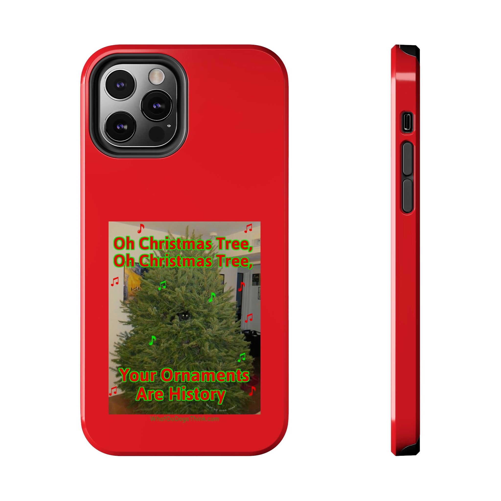 Christmas Tree Cat Red Tough Phone Cases