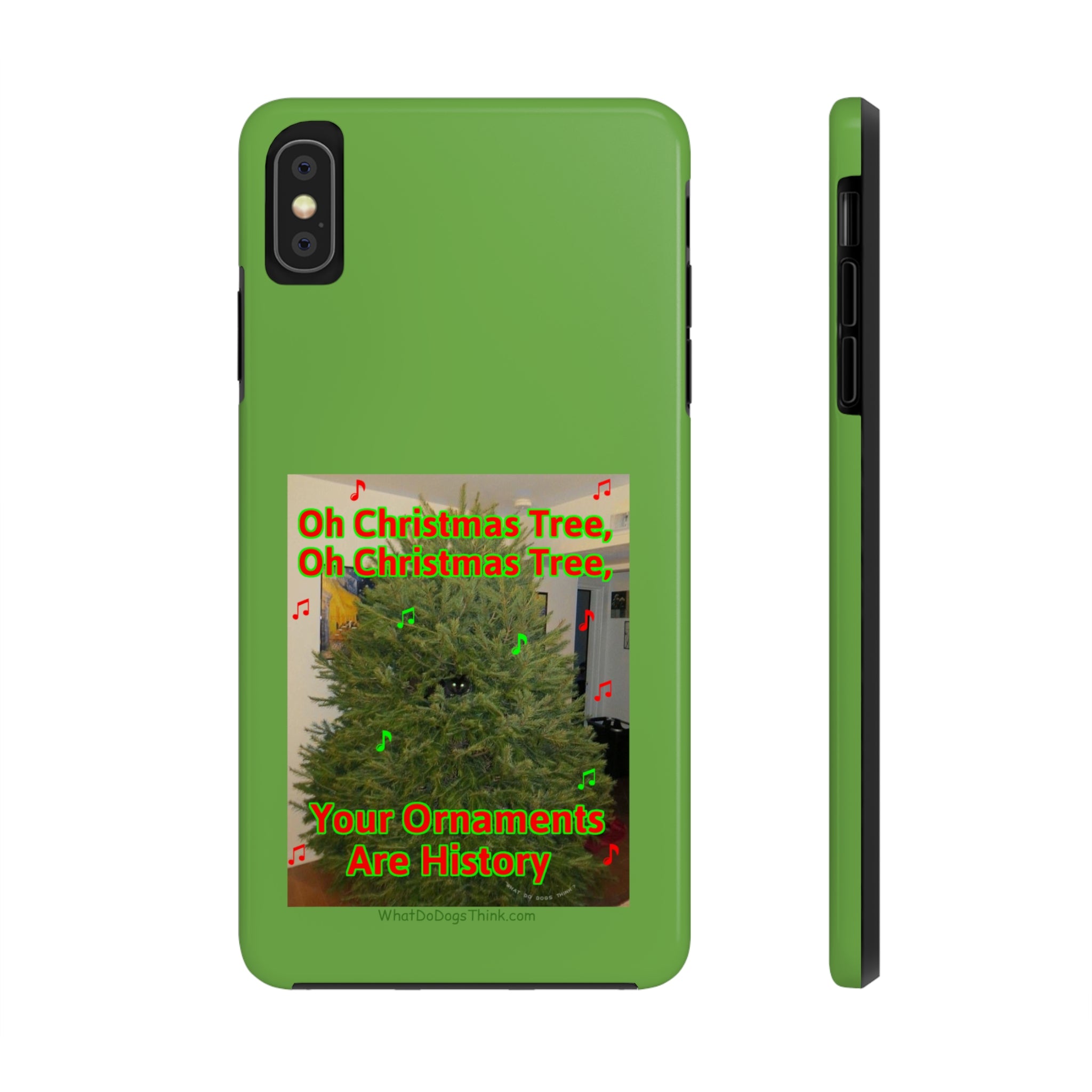 Christmas Tree Cat Green Tough Phone Cases