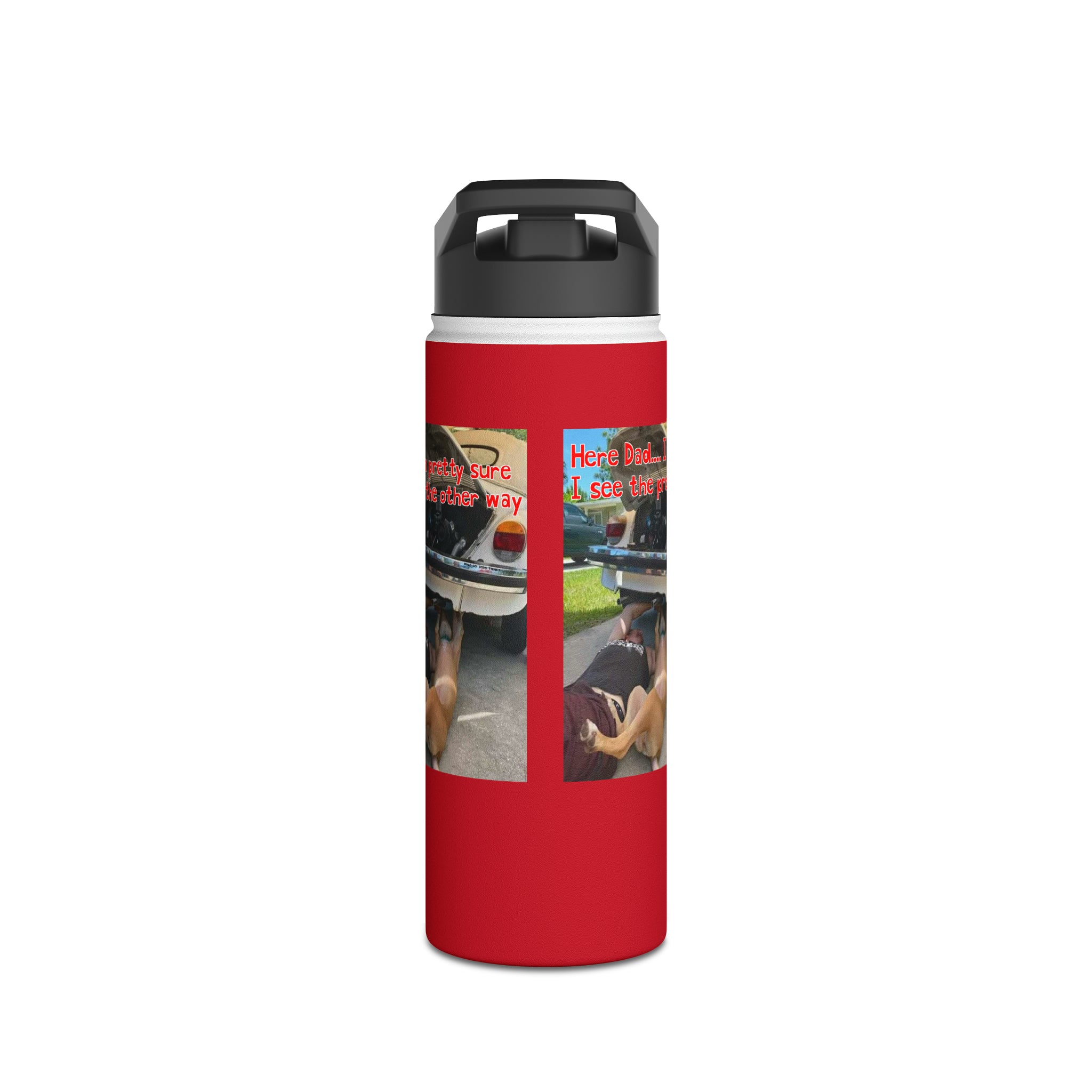 VW Helper Red Stainless Steel Water Bottle, Standard Lid