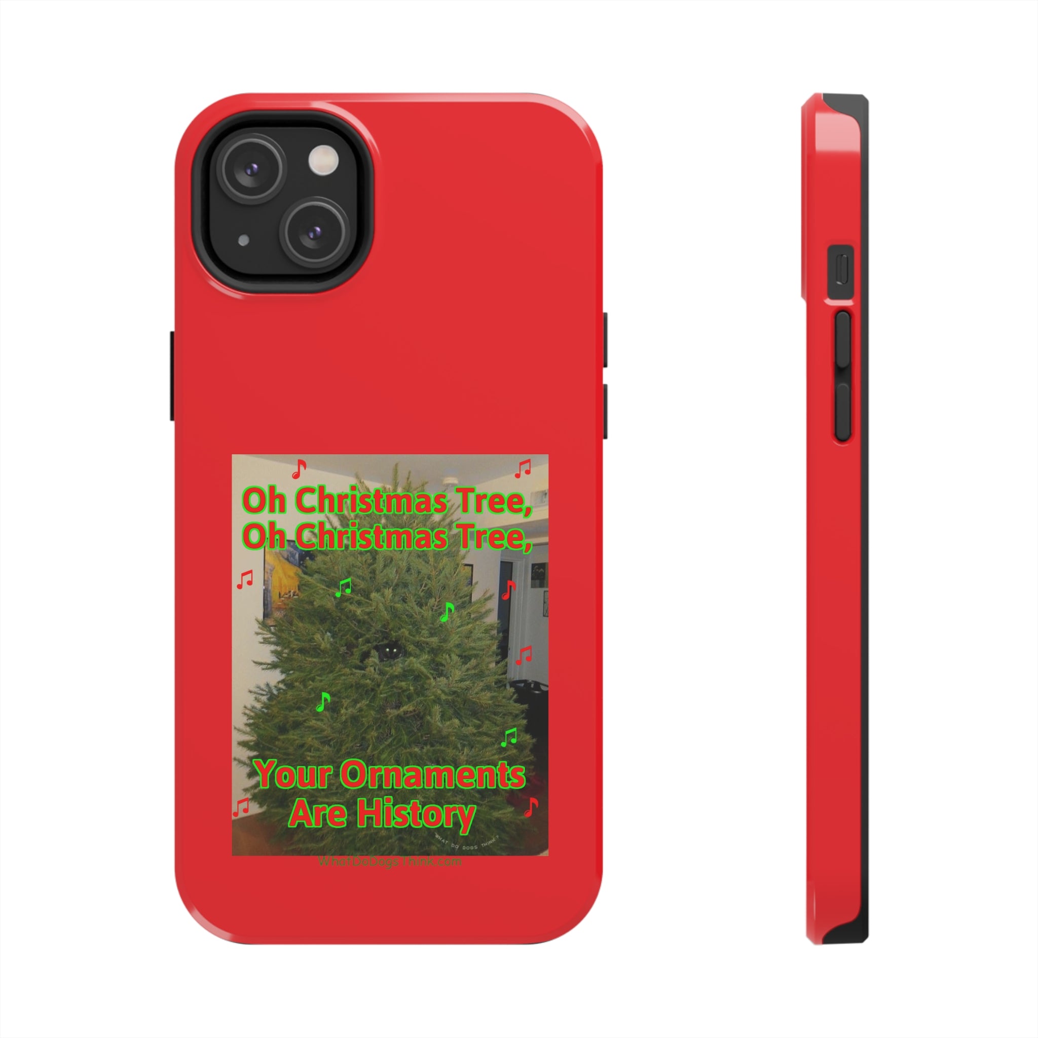 Christmas Tree Cat Red Tough Phone Cases