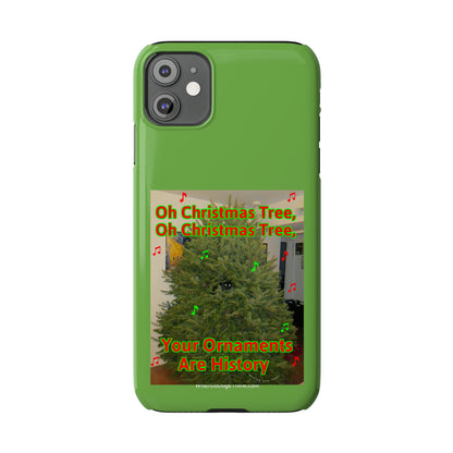 Christmas Tree Cat      Green Slim Phone Case