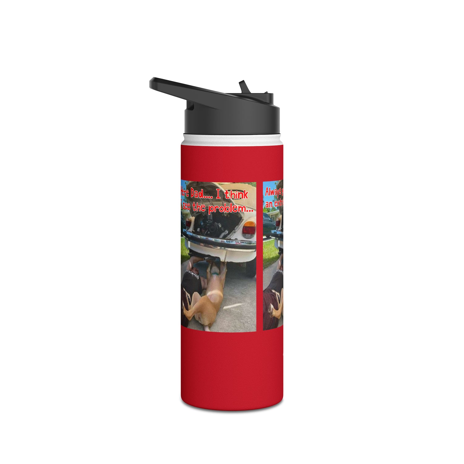 VW Helper   Red Stainless Steel Water Bottle, Standard Lid