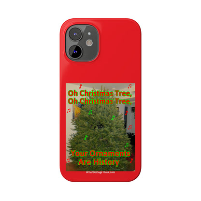 Christmas Tree Cat      Red Slim Phone Case